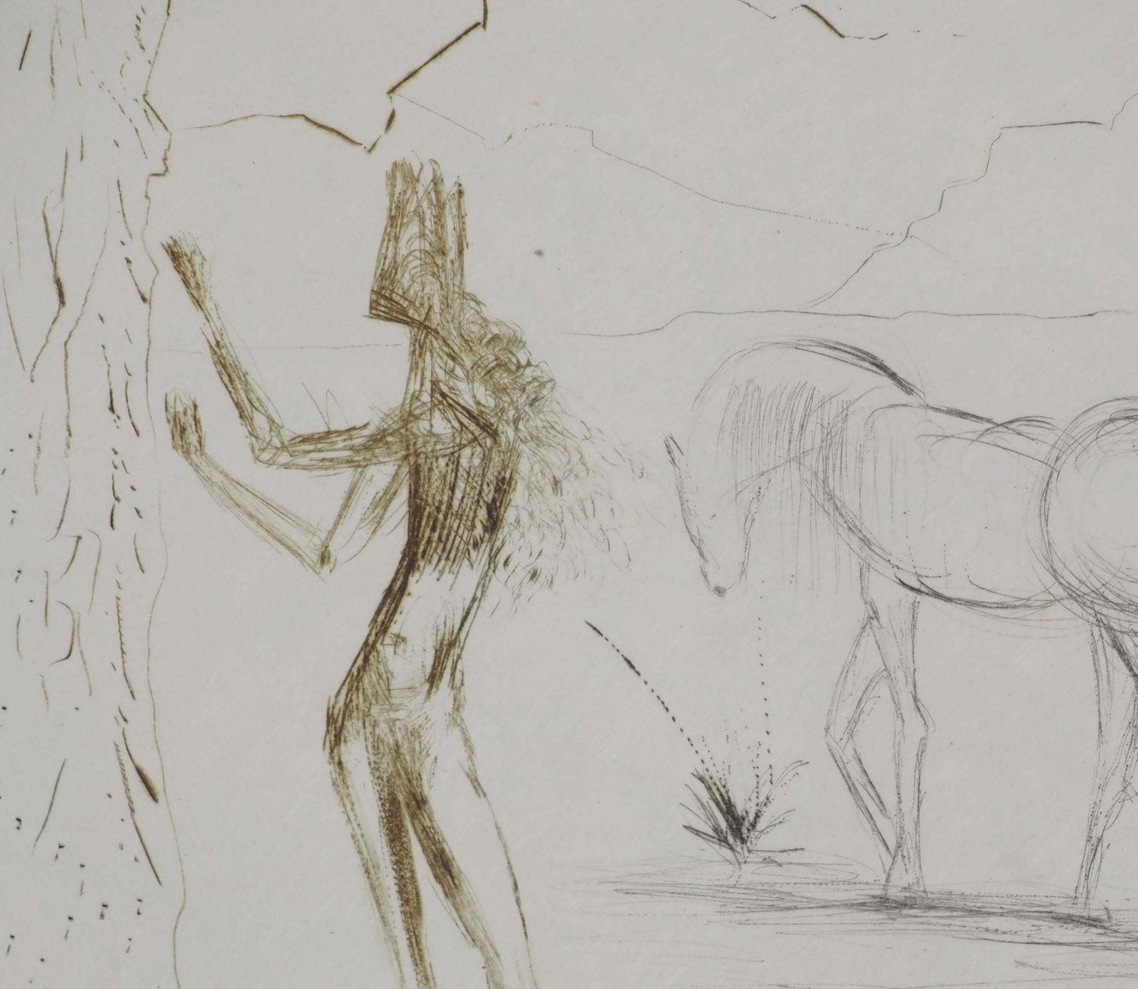 Salvador Dalí­Under The Parasol Pine   Original Etching Handsigned (Field #70 10 I)1970 photo vinterior