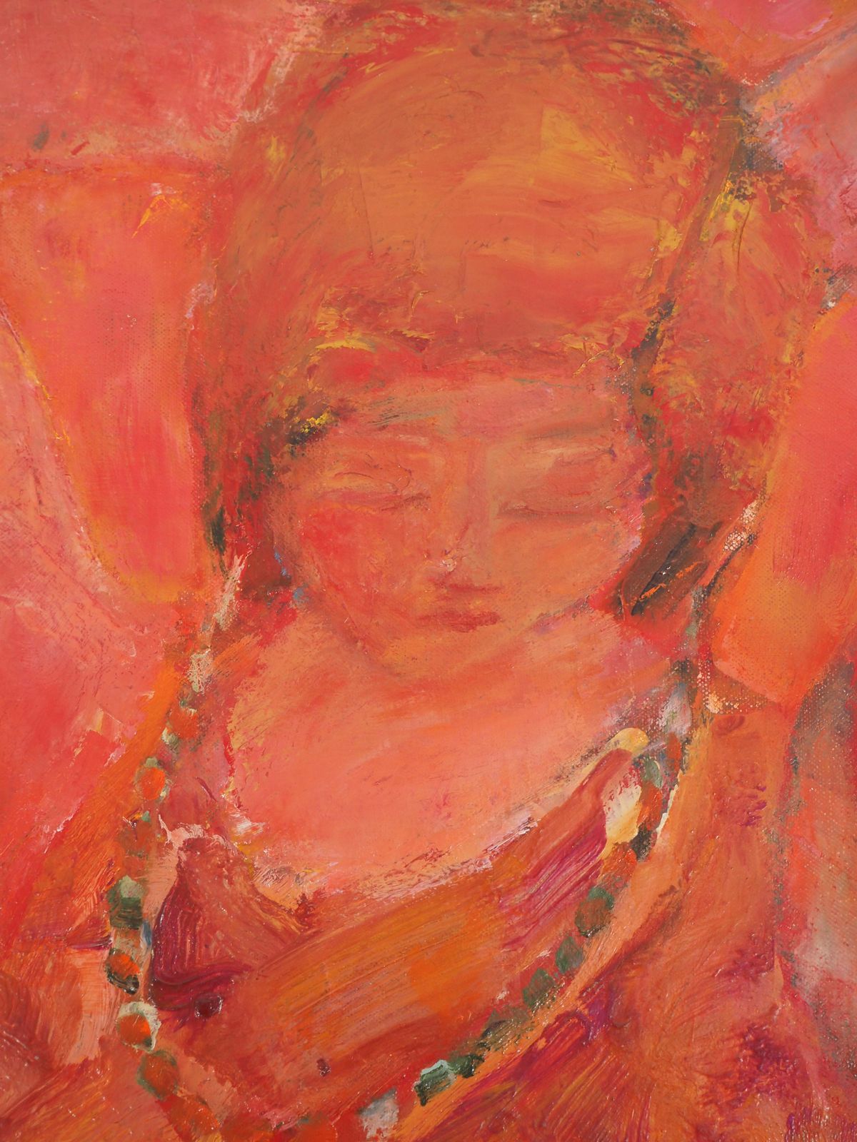 photo furniture Pierre Garcia Fonsred Young Girl With A Necklace   Original Oil On Canvas, Signedc. 1965
