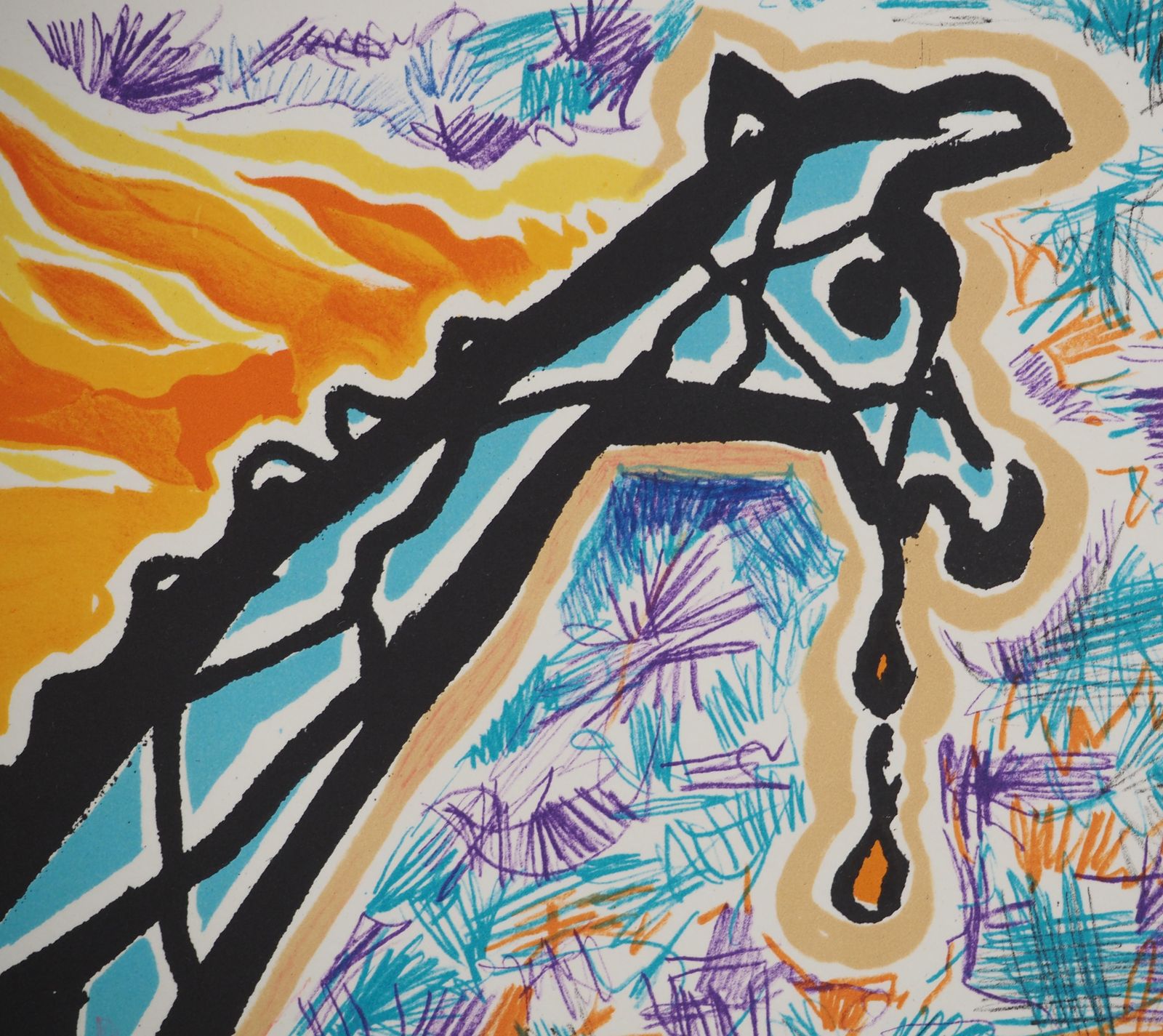 Salvador Dalí­The Vitraux : Giraffe Afire   Original Lithograph Handsigned1973 photo Art