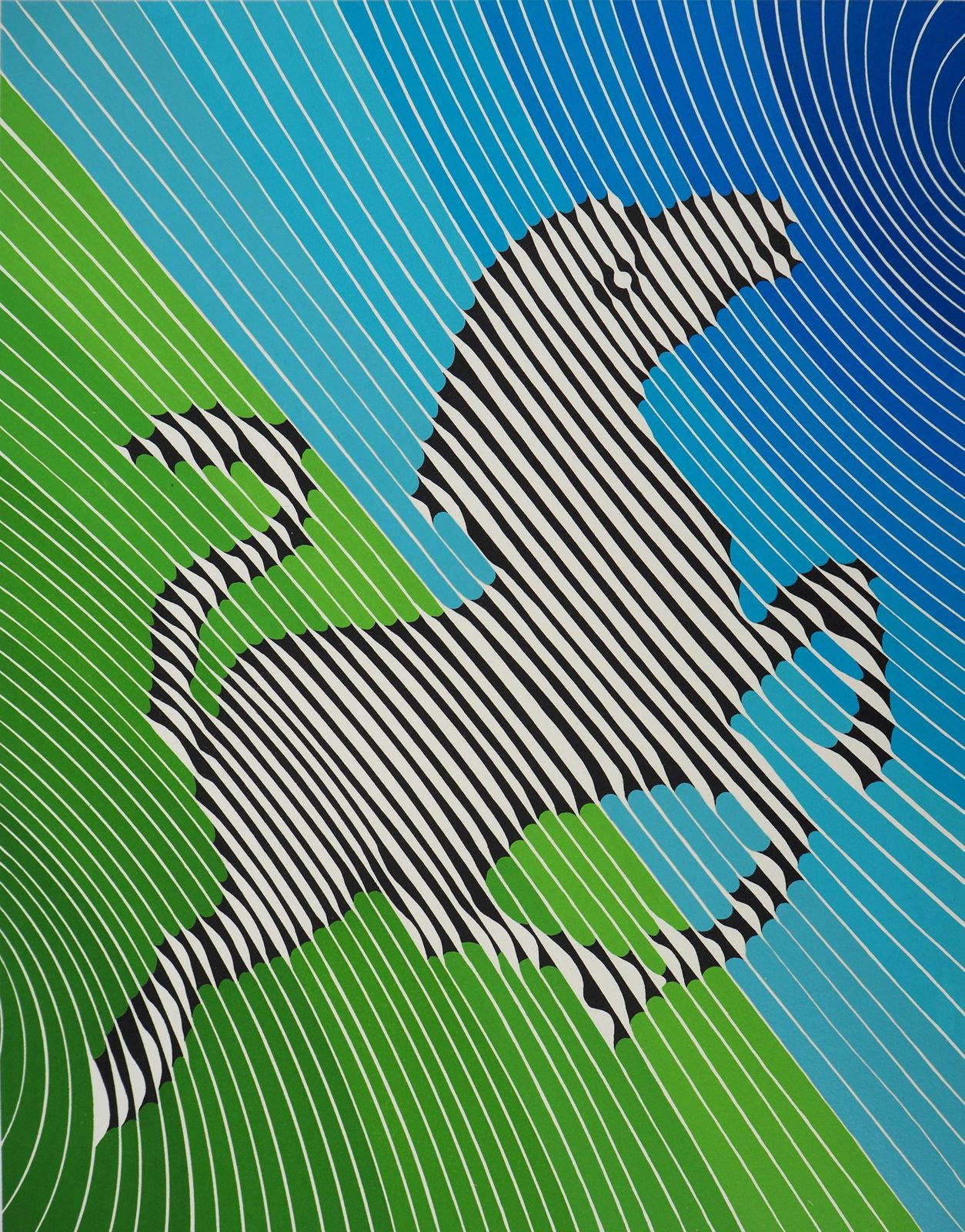 Victor Vasarelyjumping Zebra (Op Art)   Original Lithograph, Handsigned (Benavides #985)1984 photo Art