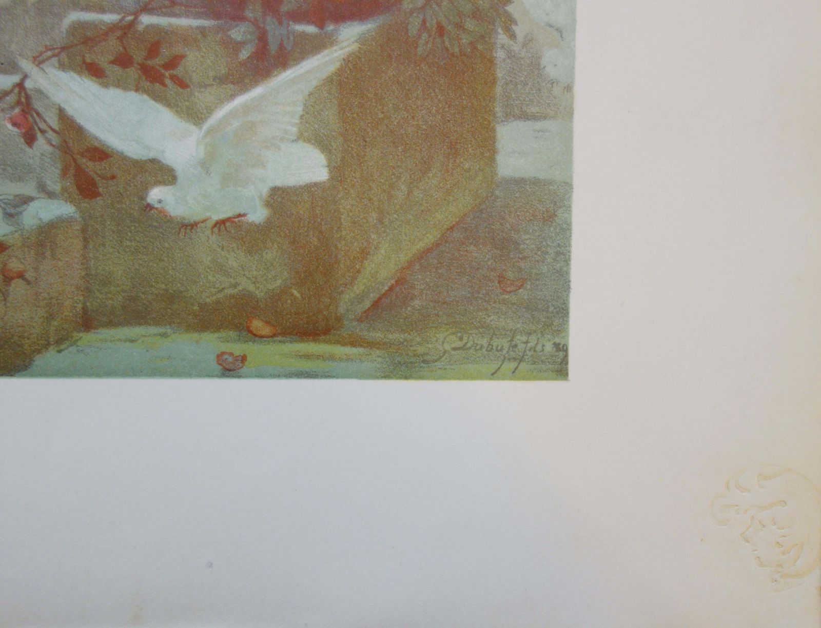 Guillaume Dubufepeace : Maternity With A Dove   Original Lithograph 18991899 photo for sale