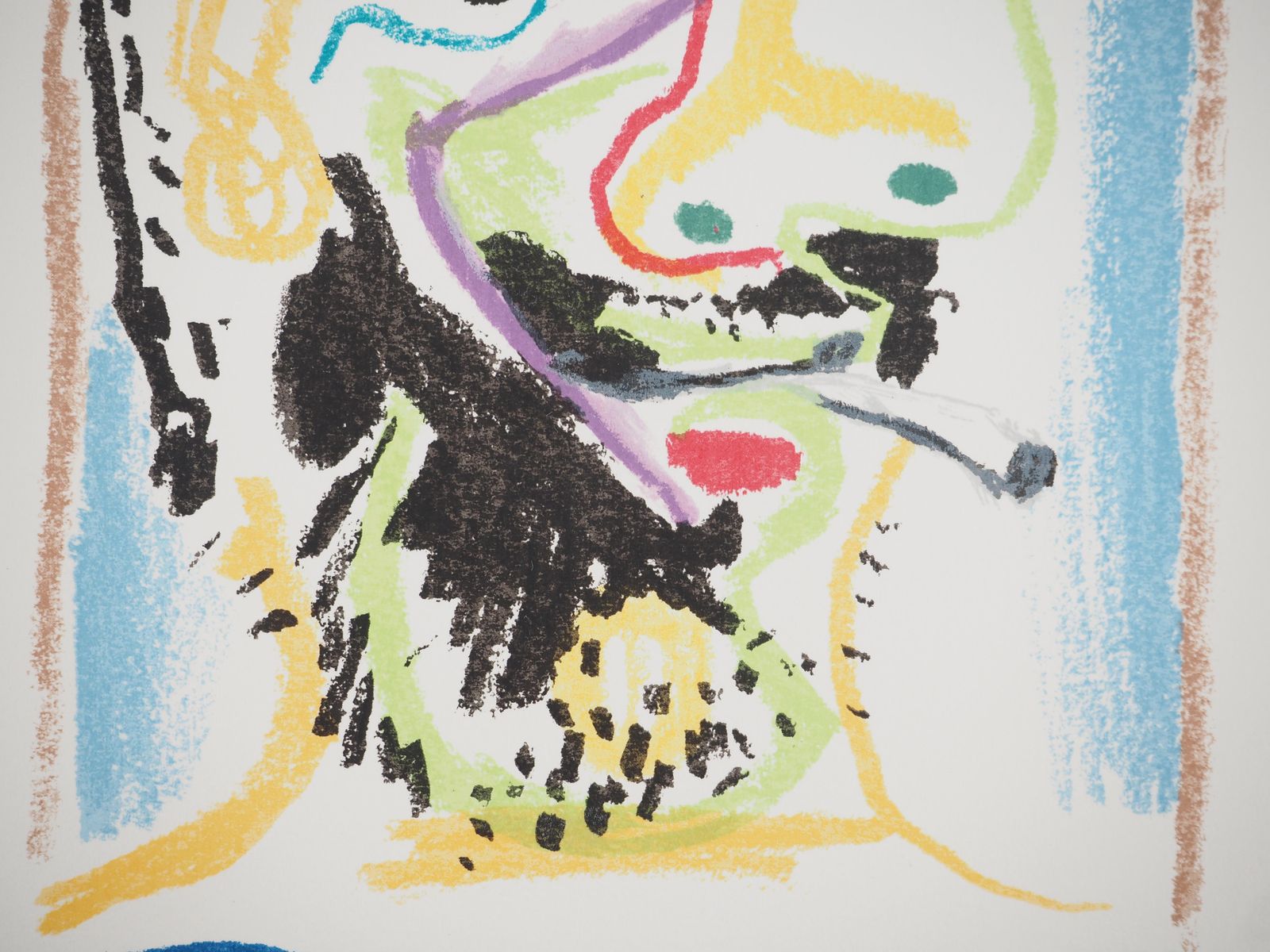 Picasso : Self Portrait With A Sailor Shirt And A Cigarette   Lithograph1964 photo 300.0