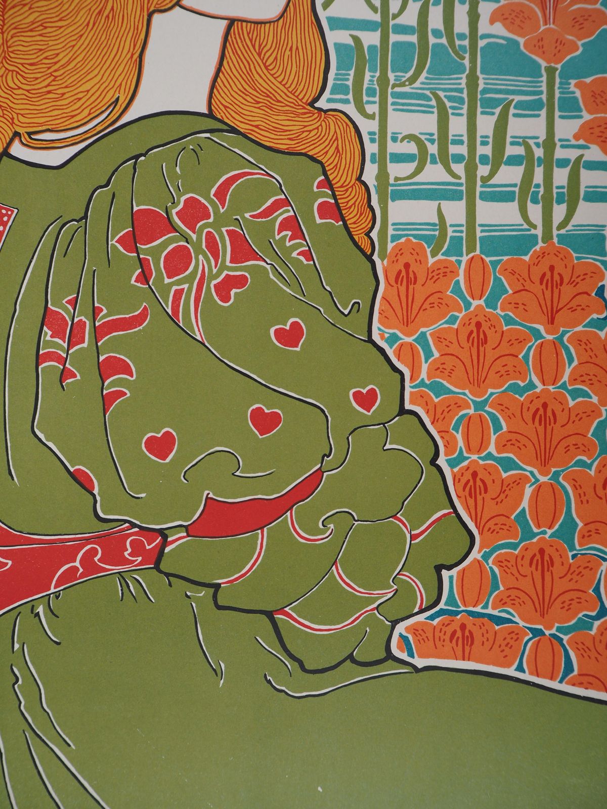 Louis Rheadart Nouveau Portrait Of A Woman With Lilies: Jane   Original Lithograph 18991899 photo Art