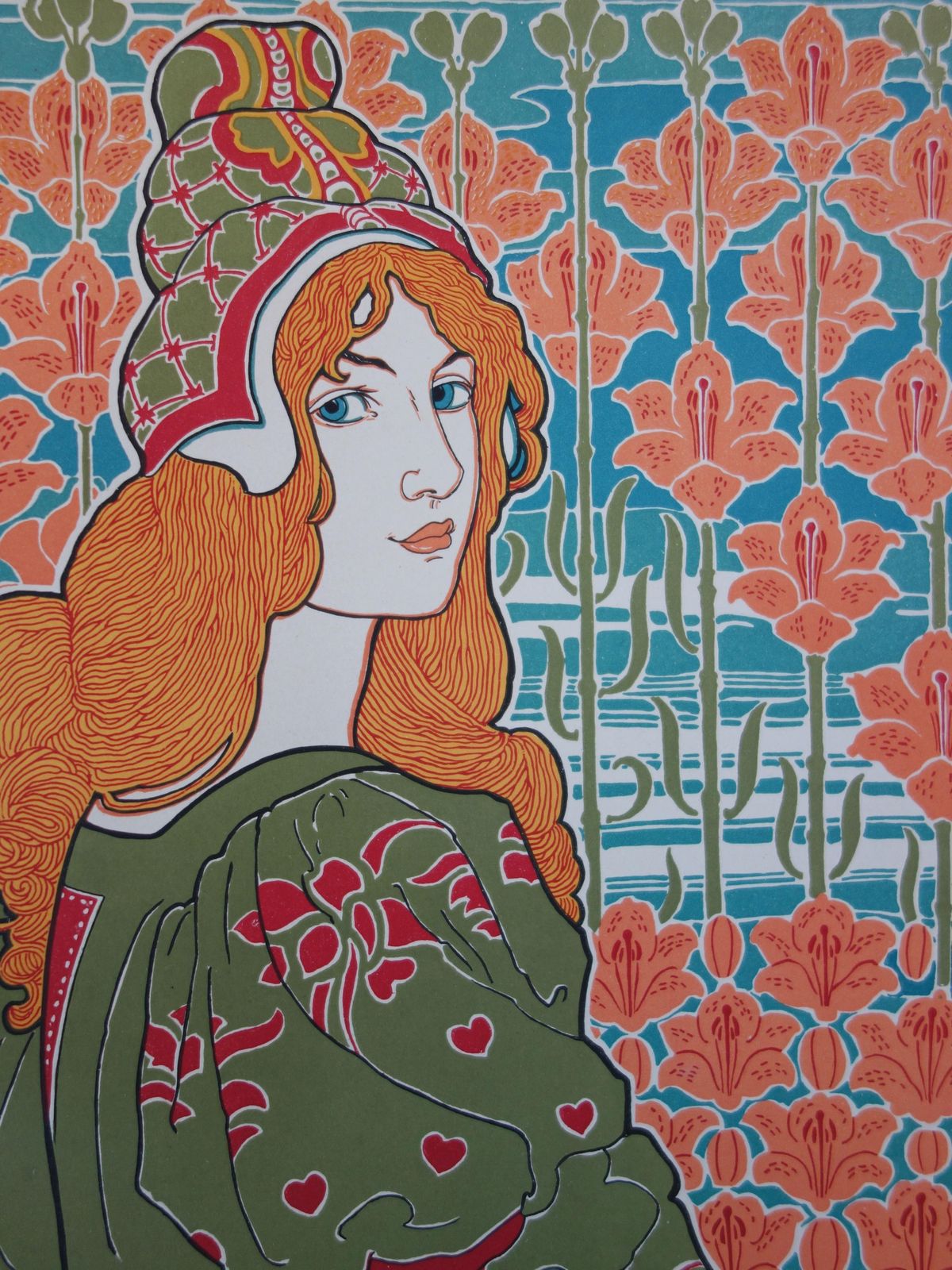 photo furniture Louis Rheadart Nouveau Portrait Of A Woman With Lilies: Jane   Original Lithograph 18991899