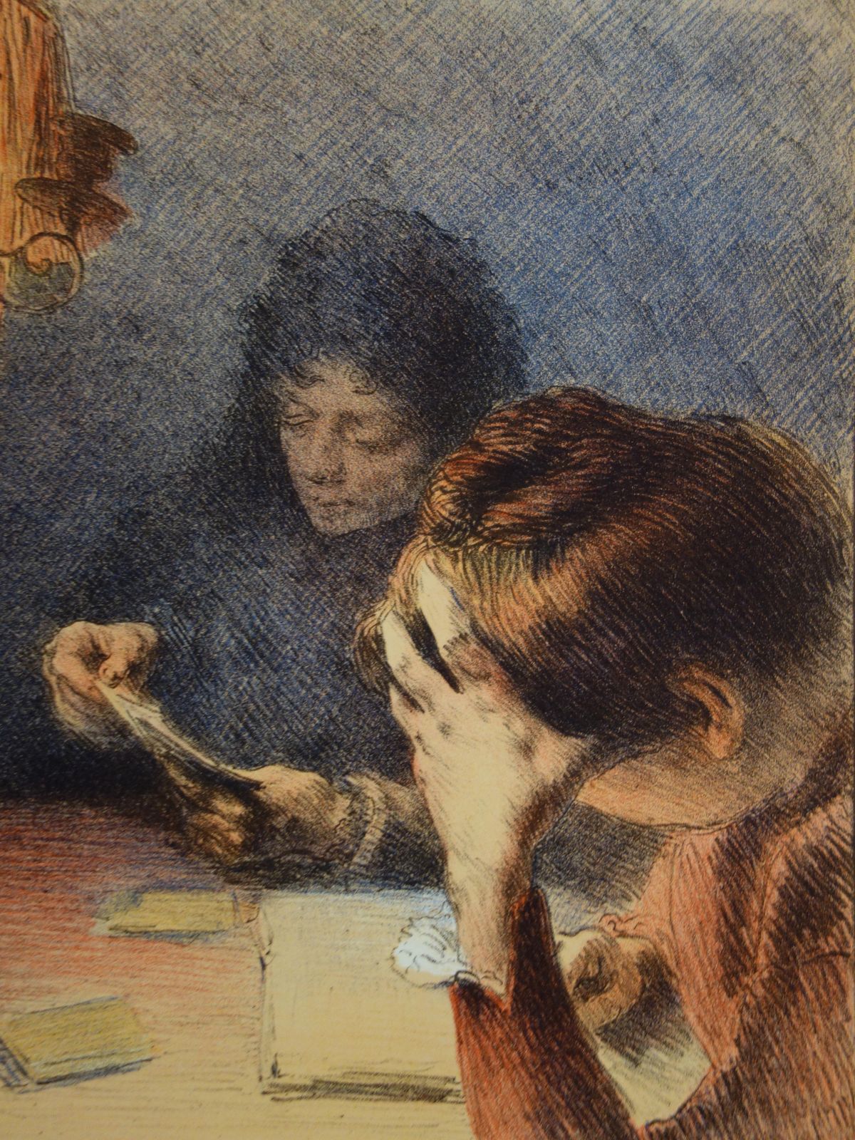 Francois Guiguetthe Lamp : Evening Work   Original Lithograph   18981898 photo 172.0