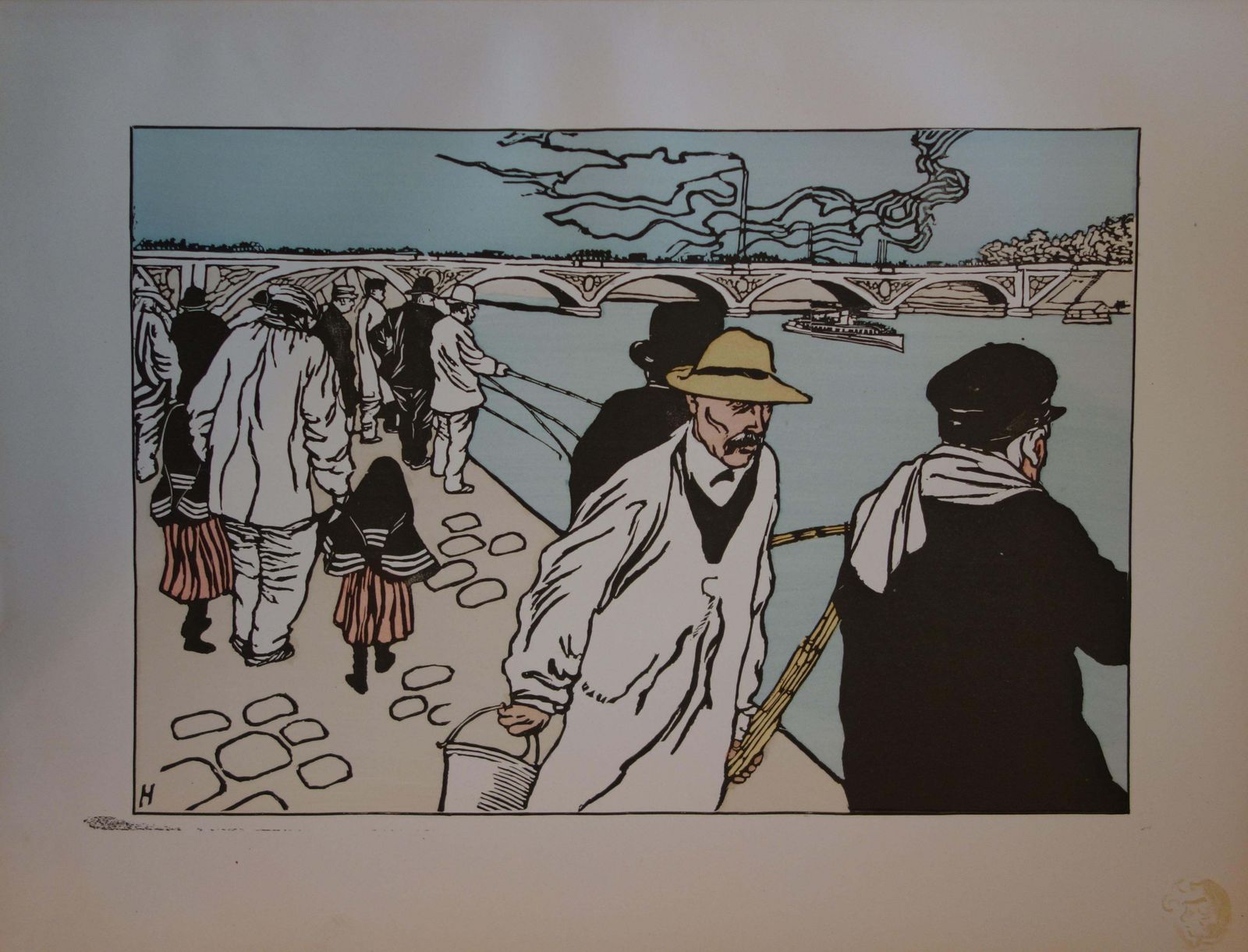 Charles Huardfishermen In Paris   Original Lithograph, 18981897 photo furniture