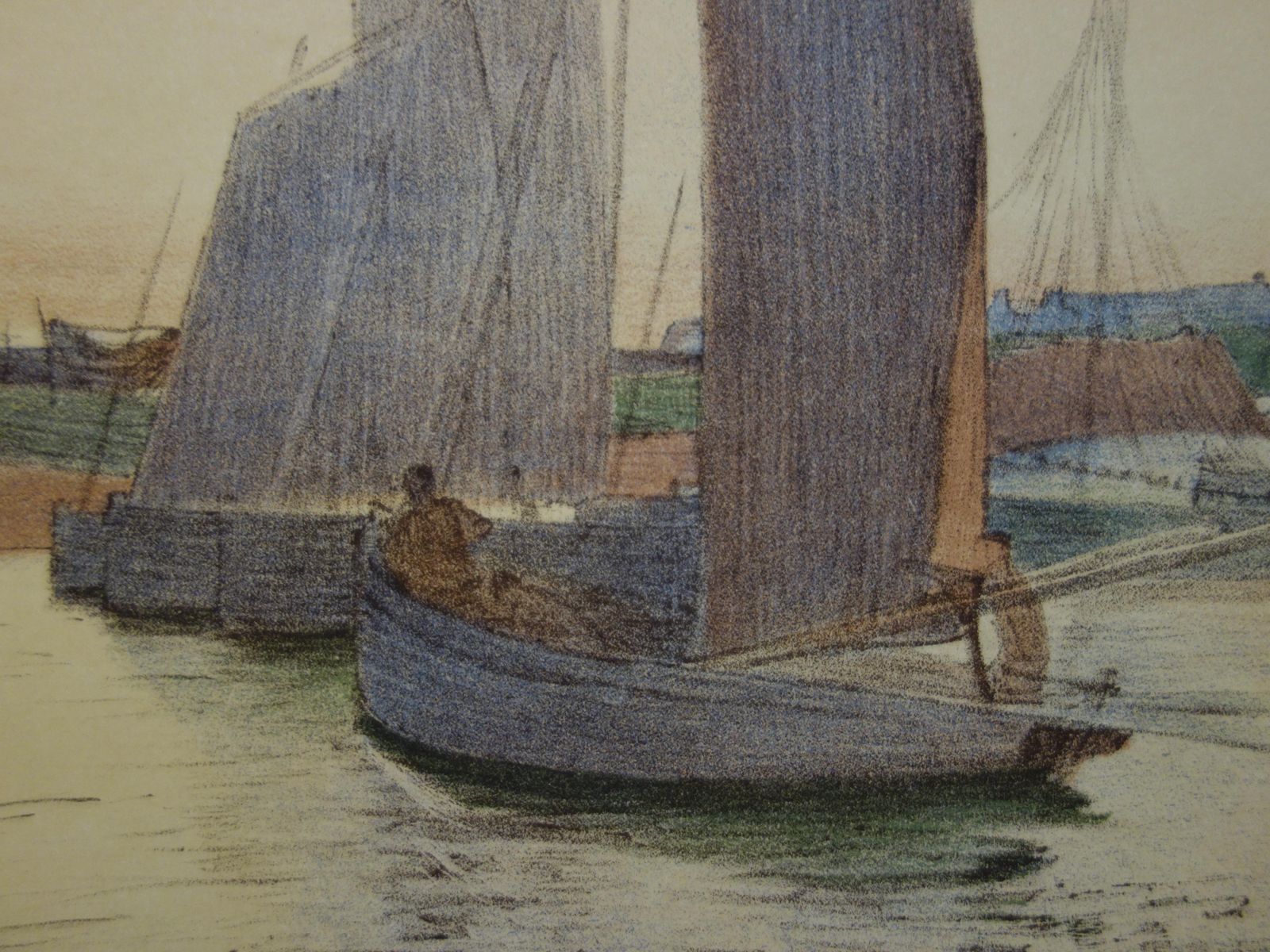 Raoul André Ulmannmelancolic Seascape With Sailboats   Original Lithograph, 18981897 photo Art