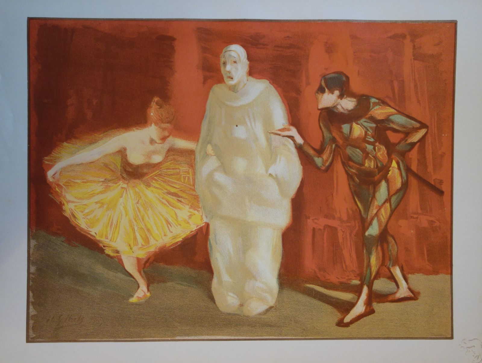 Henri Gabriel Ibelspantomime : Harlequin And Pierrot   Original Lithograph, 18981897
