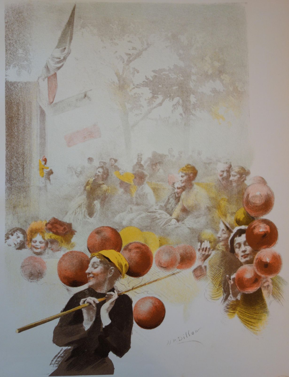 Henri Patrice Dilloncarnival : Happy Demonstration   Original Lithograph   18981897 photo furniture