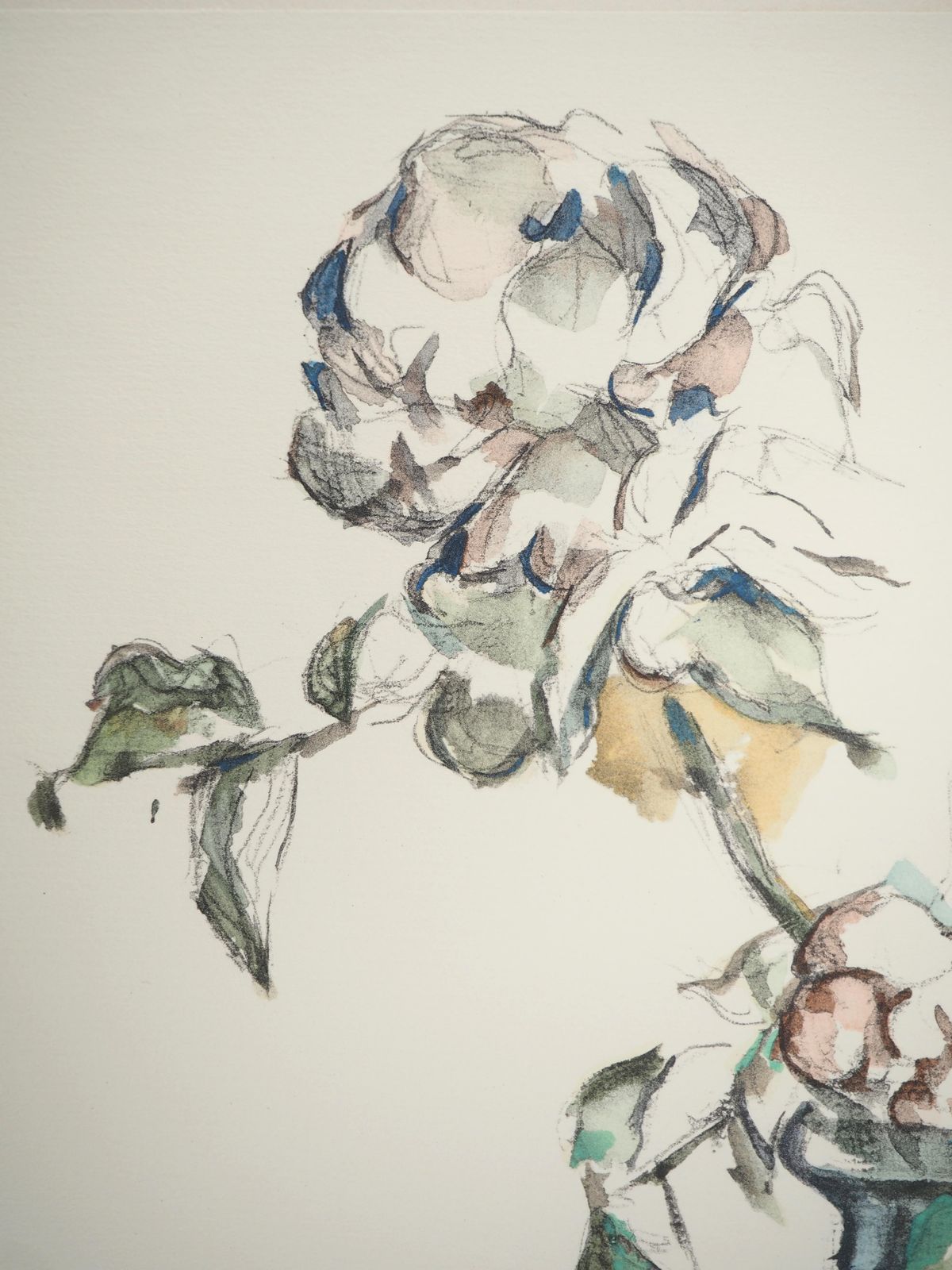 Still Life, Pale Roses In A Vase   Lithograph, 19711971 photo for sale