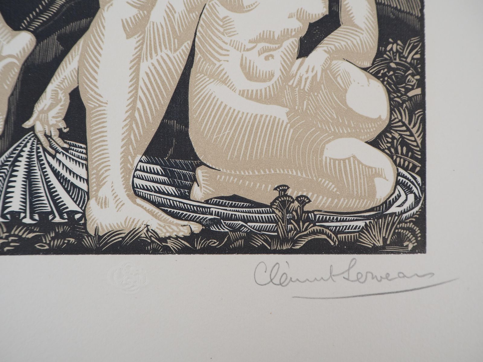 Henri Clement Serveauart Deco : Women With Doves   Original Wooodcut, Handsigned & Numbered1925 photo furniture