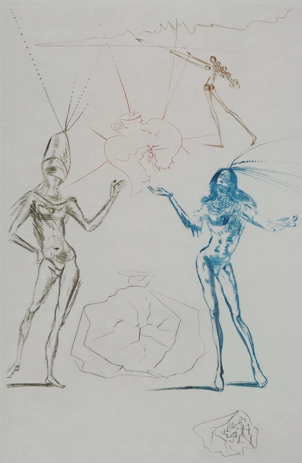 Salvador Dalí­The Lovers Condemned   Original Etching Handsigned (Field #70 10 J)1970 photo for sale