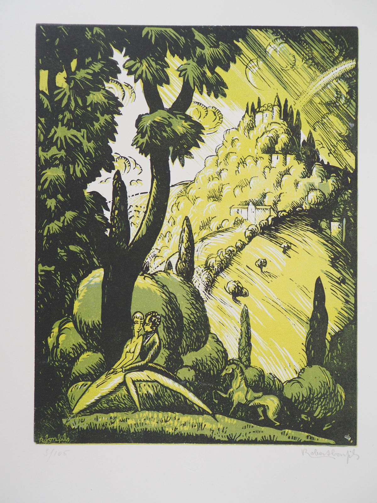 Robert Bonfilsthe Lover's Interlacing   Original Wooodcut, Handsigned And Numbered / 1051920