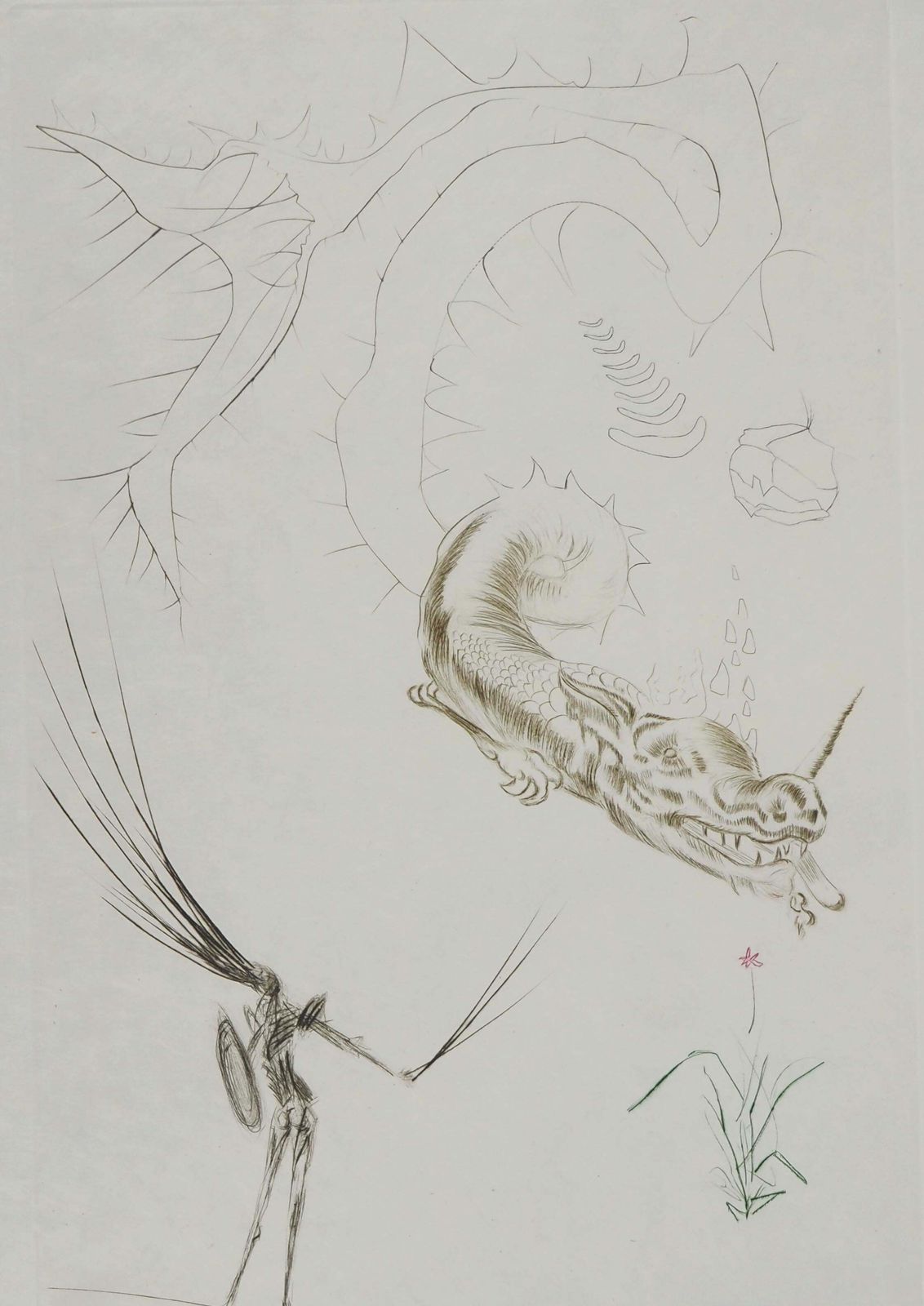 Salvador Dalí­Tristan And The Dragon   Original Etching Handsigned (Field #70 10 E)1970 photo for sale