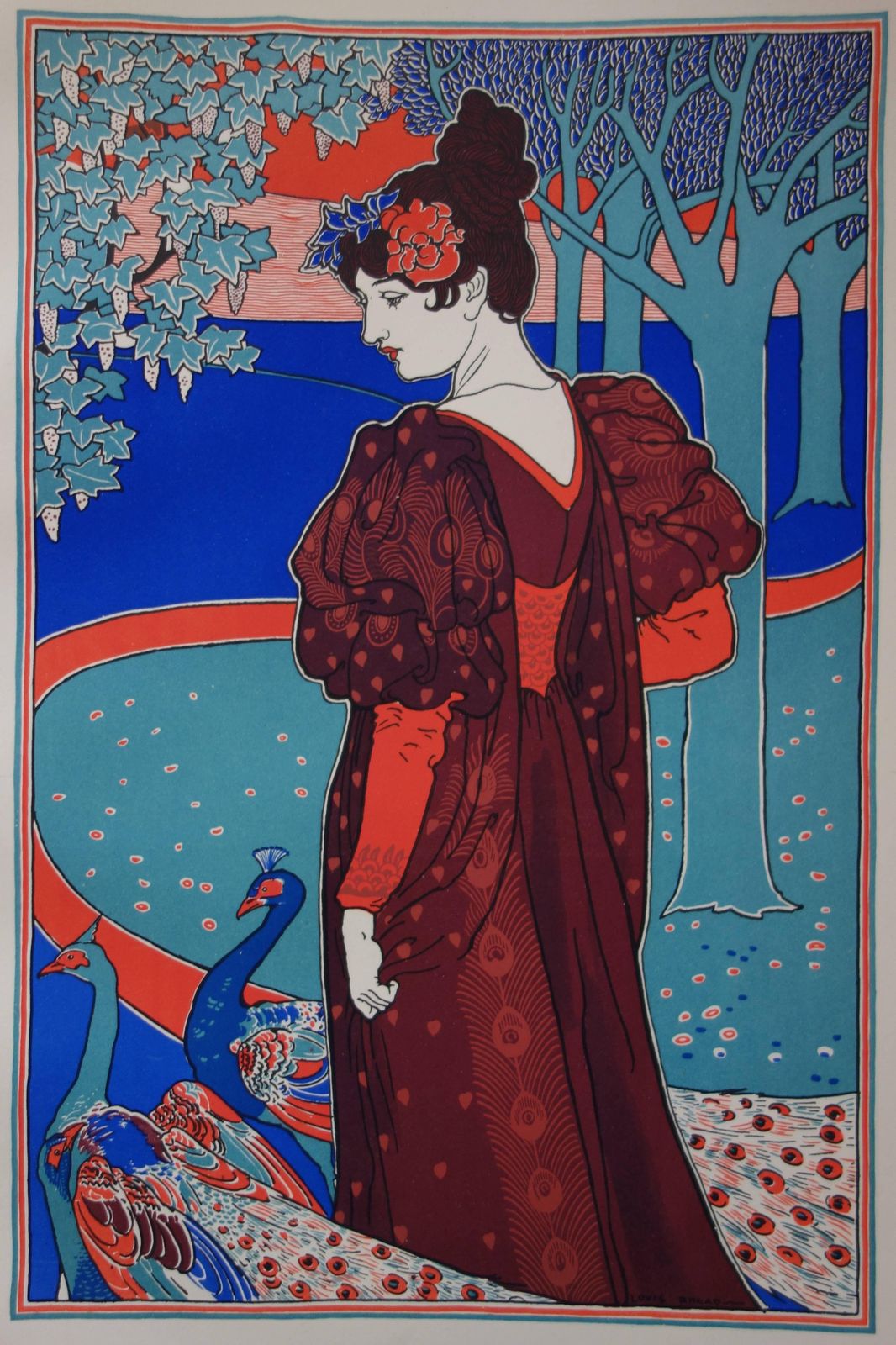 Louis Rheadla Femme Au Paon (Woman With A Peacock)   Original Lithograph (1897/98)1897/98 photo for sale