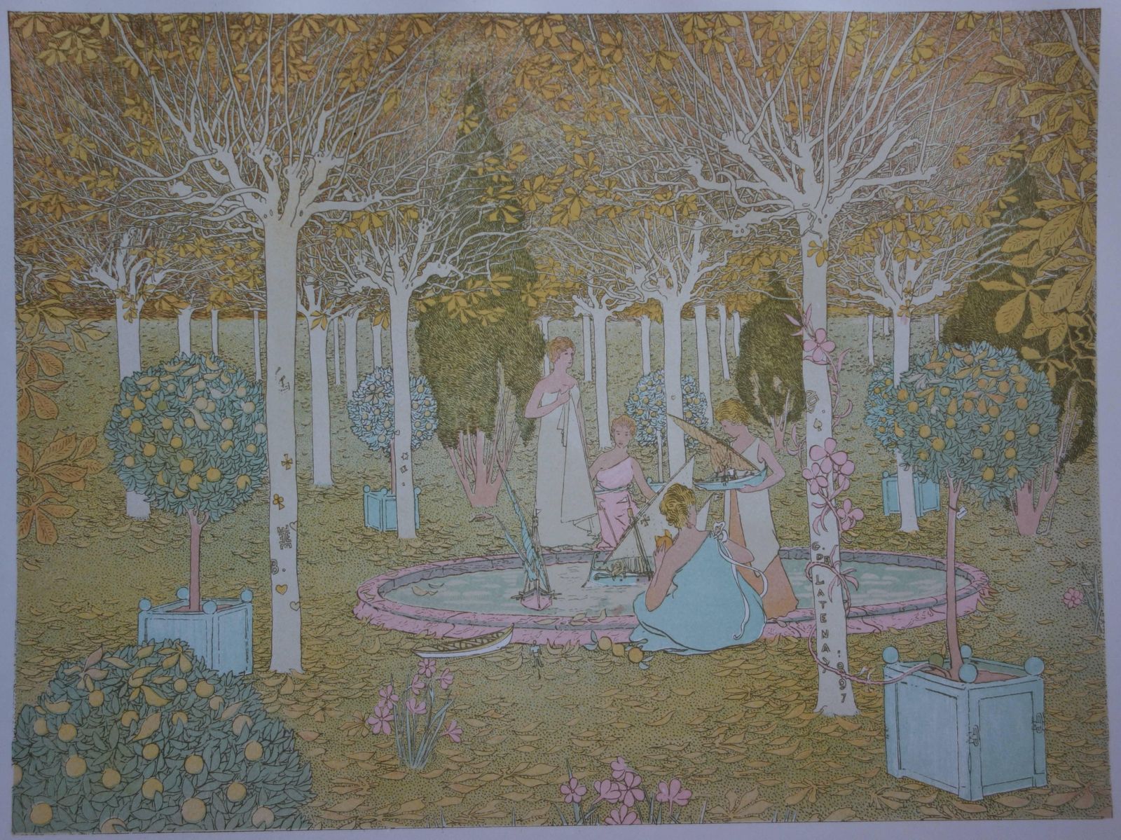 Gaston De Latenayin The Park   Original Lithograph (1897/98)1897/98 photo furniture
