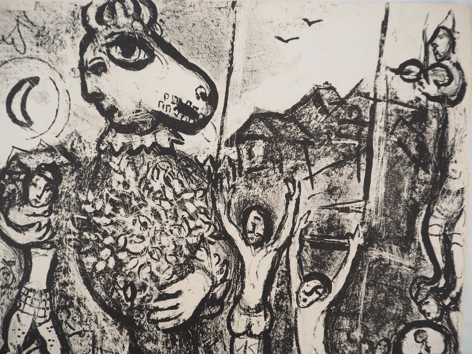 Marc Chagallthe Circus : The Artist And His Double   Original Lithograph (Mourlot #497)1967 photo Art