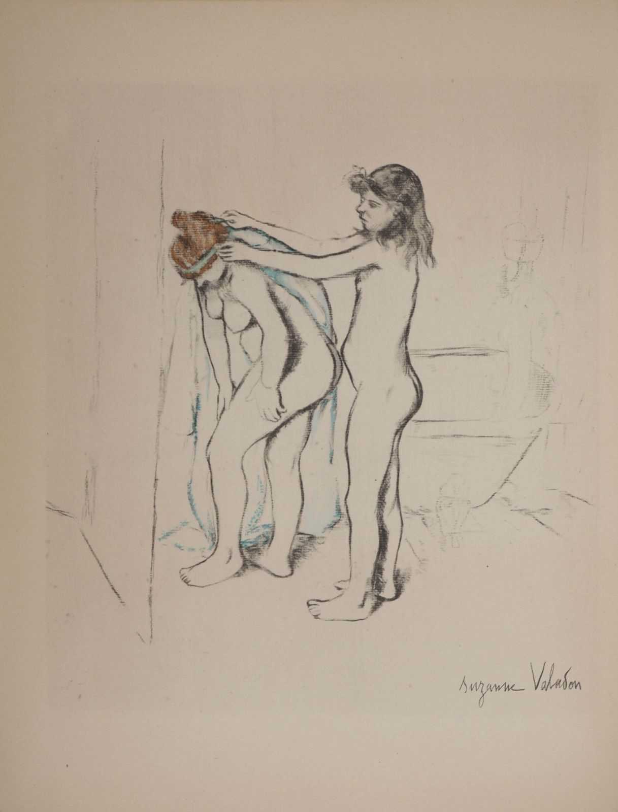 The Bath : Two Women Wiping   Lithograph (Petrides 1947)1947 photo for sale