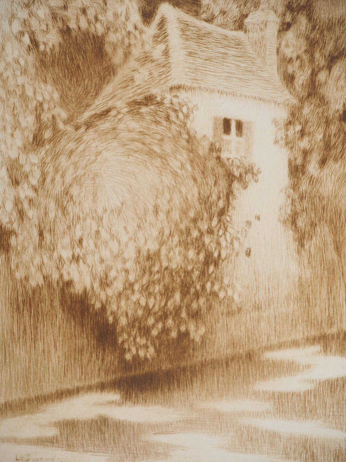 Henri Le Sidanerimpressionism : House In The Woods   Original Etching1928 photo for sale