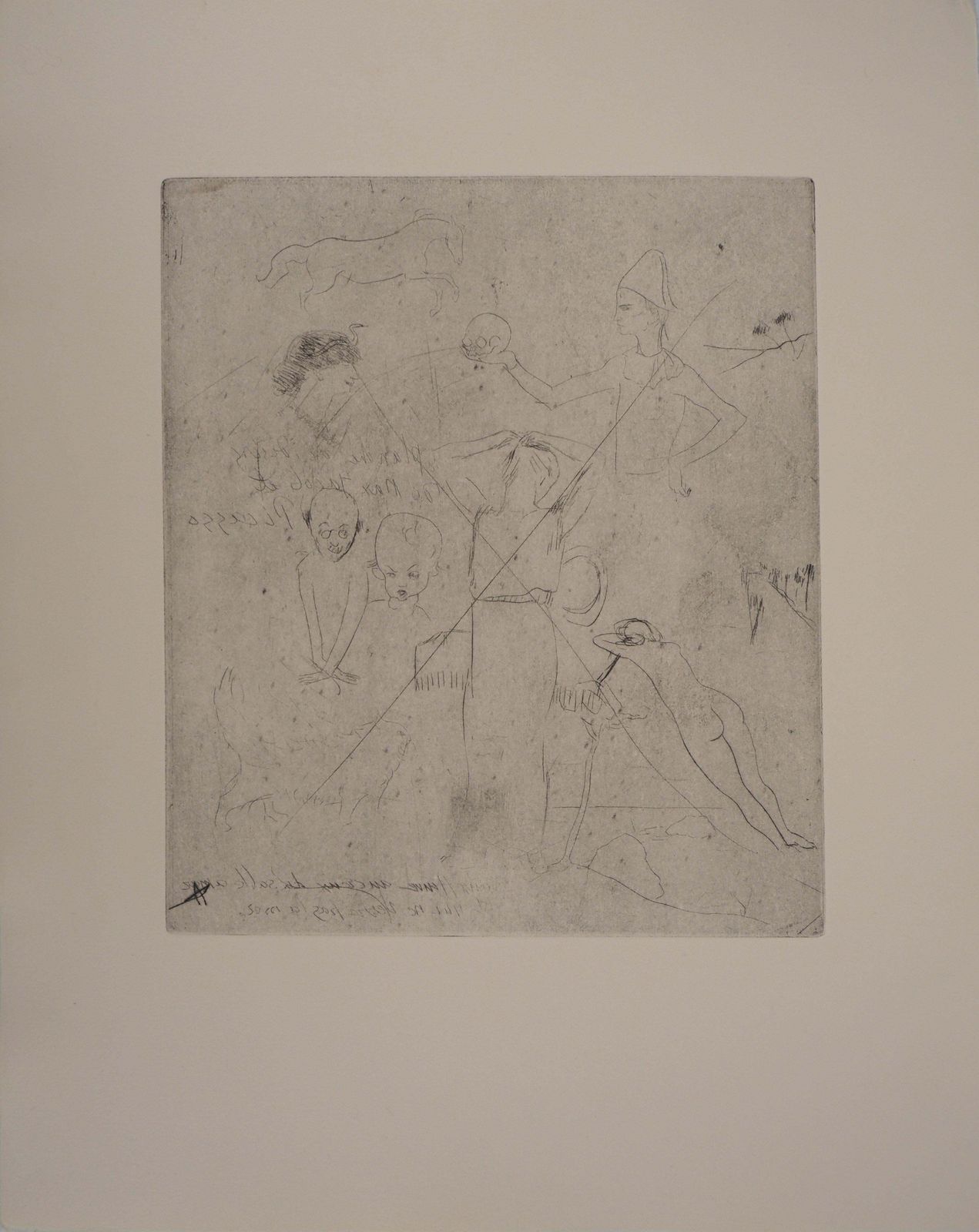 Pablo Picassosaltimbanques : Drawings Of Picasso & Max Jacob   Original Etching (Baer #8c)1913 photo furniture