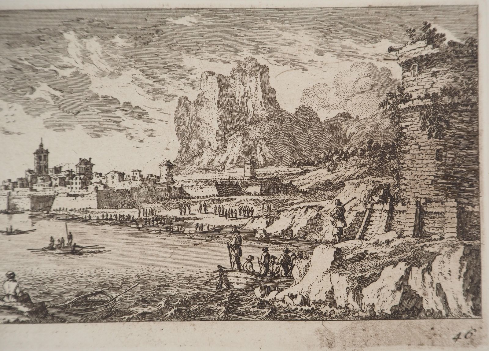 Gabriel Perellelandscape With Fishermen   Original Etching photo for sale