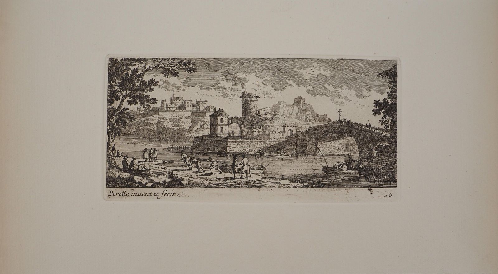 Gabriel Perellelandscape With A Bridge And Fishermen   Original Etching photo furniture
