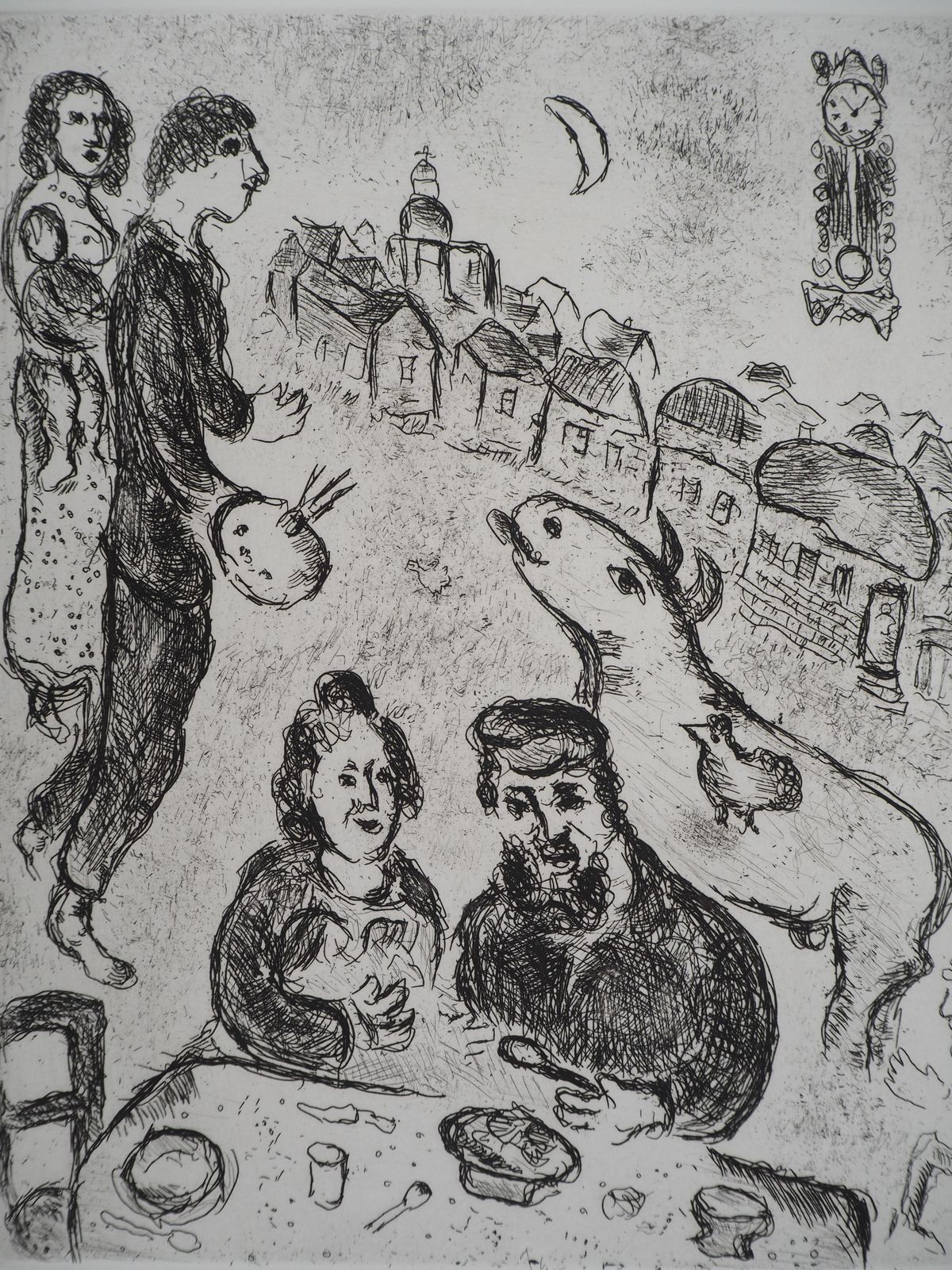 Marc Chagallles Songes : The Meal   Original Etching (Cramer #112)1981 photo for sale
