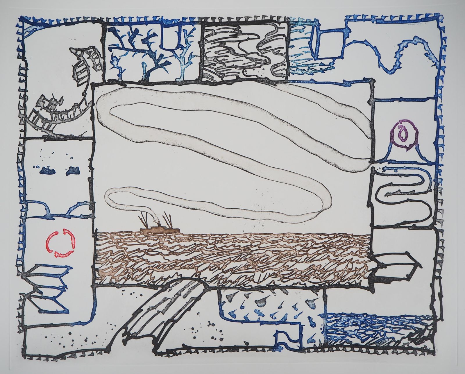 Pierre Alechinskytravel : Boat On The Sea   Original Etching With Aquatint1998 photo furniture
