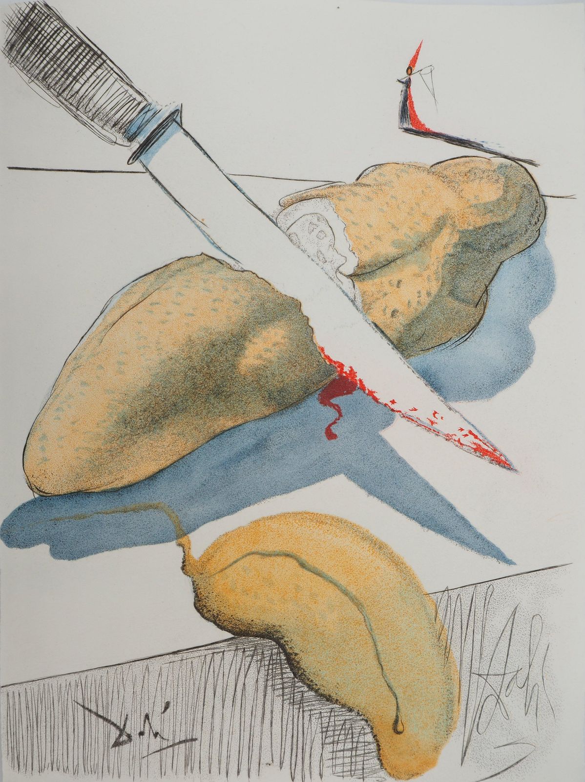Salvador Dalí­Casanova : Sommelier Love With Cucumber   Original Etching (Field #67 4e)1967