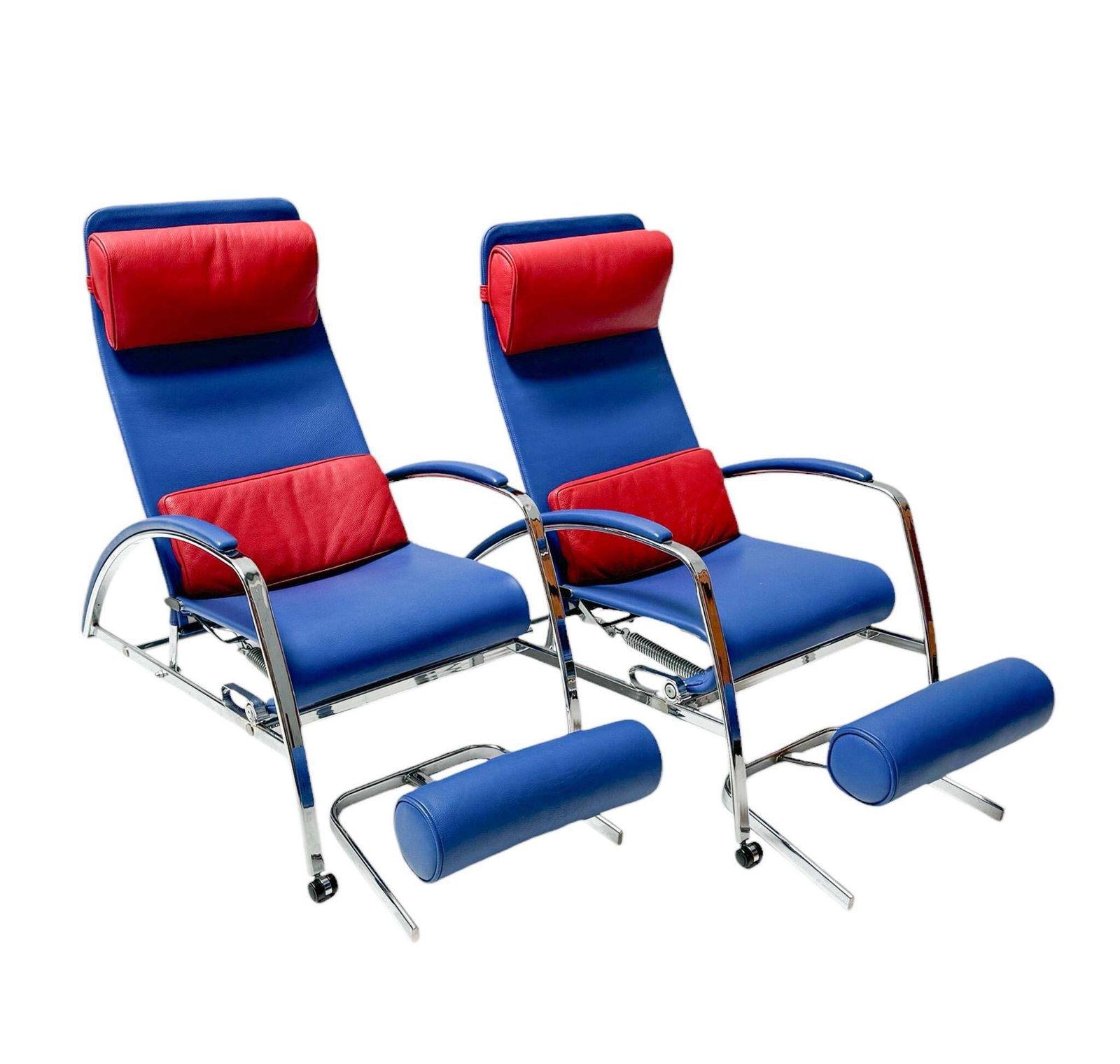 photo for sale Pair Of  Grand Repos Lounge Chairs With Stools By Jean Prouvé Tecta , 1980s