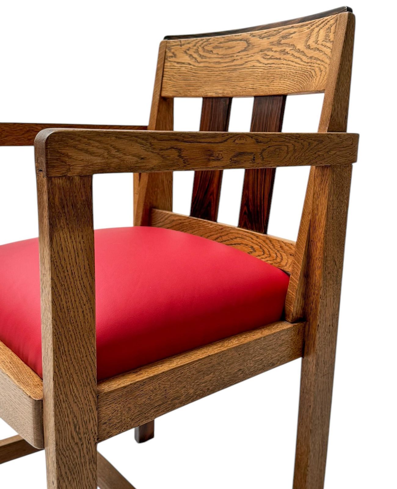 photo for sale Art Deco Modernist Armchair With Red Leather Seat, 1920s