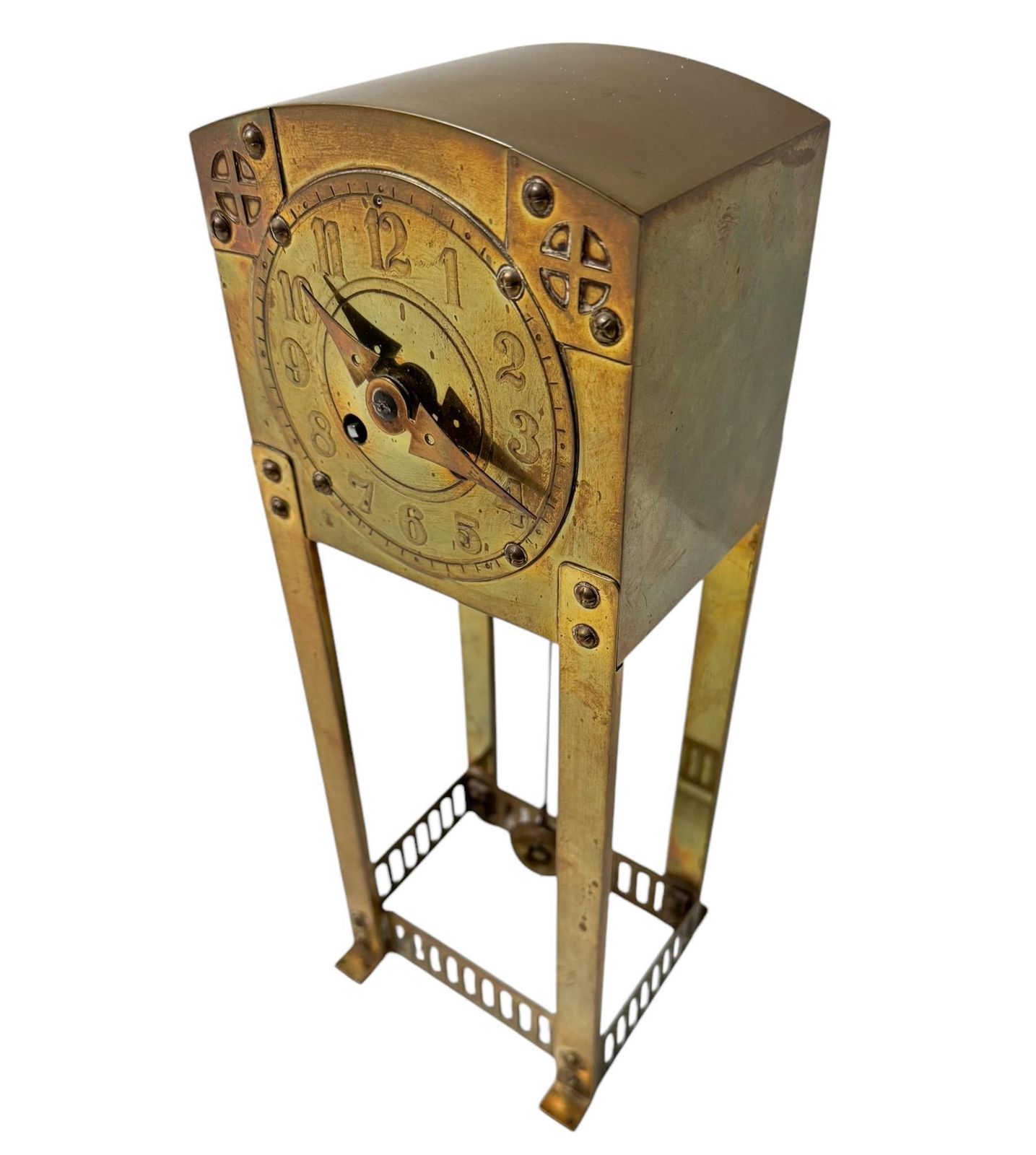 Arts & Crafts Patinated Brass Mantel Clock By Sneltjes Haarlem, 1905 photo buy