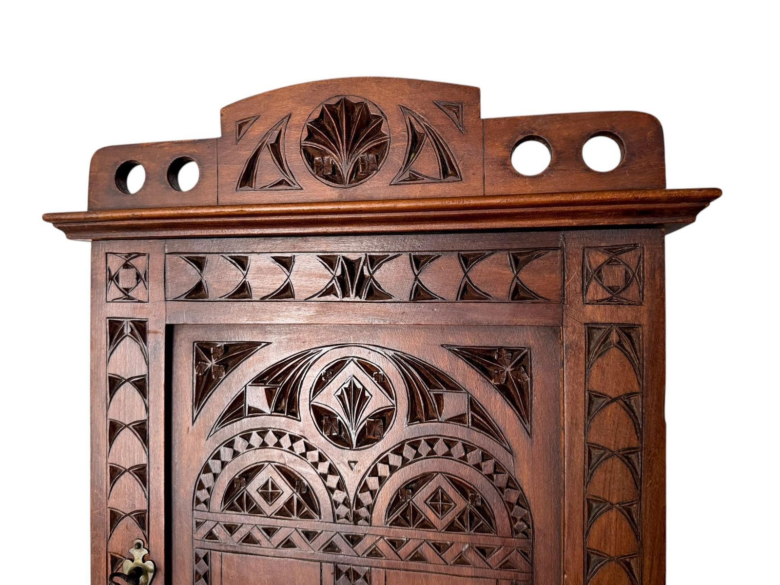 Arts & Crafts Art Nouveau Kerfschnitt Wall Cabinet, 1900s photo vinterior