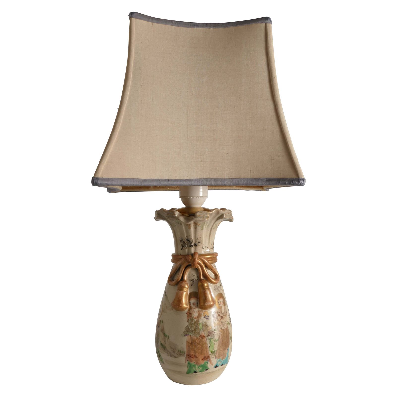 Meiji Period Kyoto Satsuma Vase Table Lamp, Japan, Circa 1880