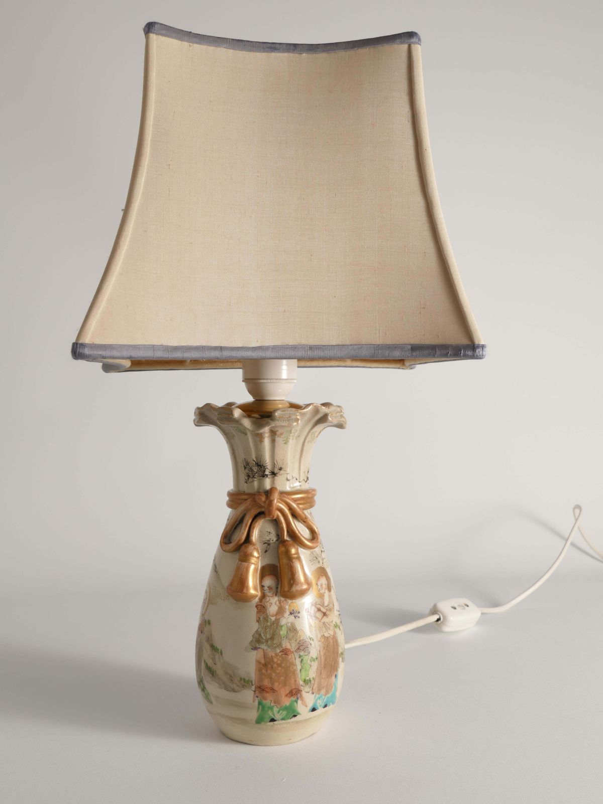 Meiji Period Kyoto Satsuma Vase Table Lamp, Japan, Circa 1880 photo Lighting