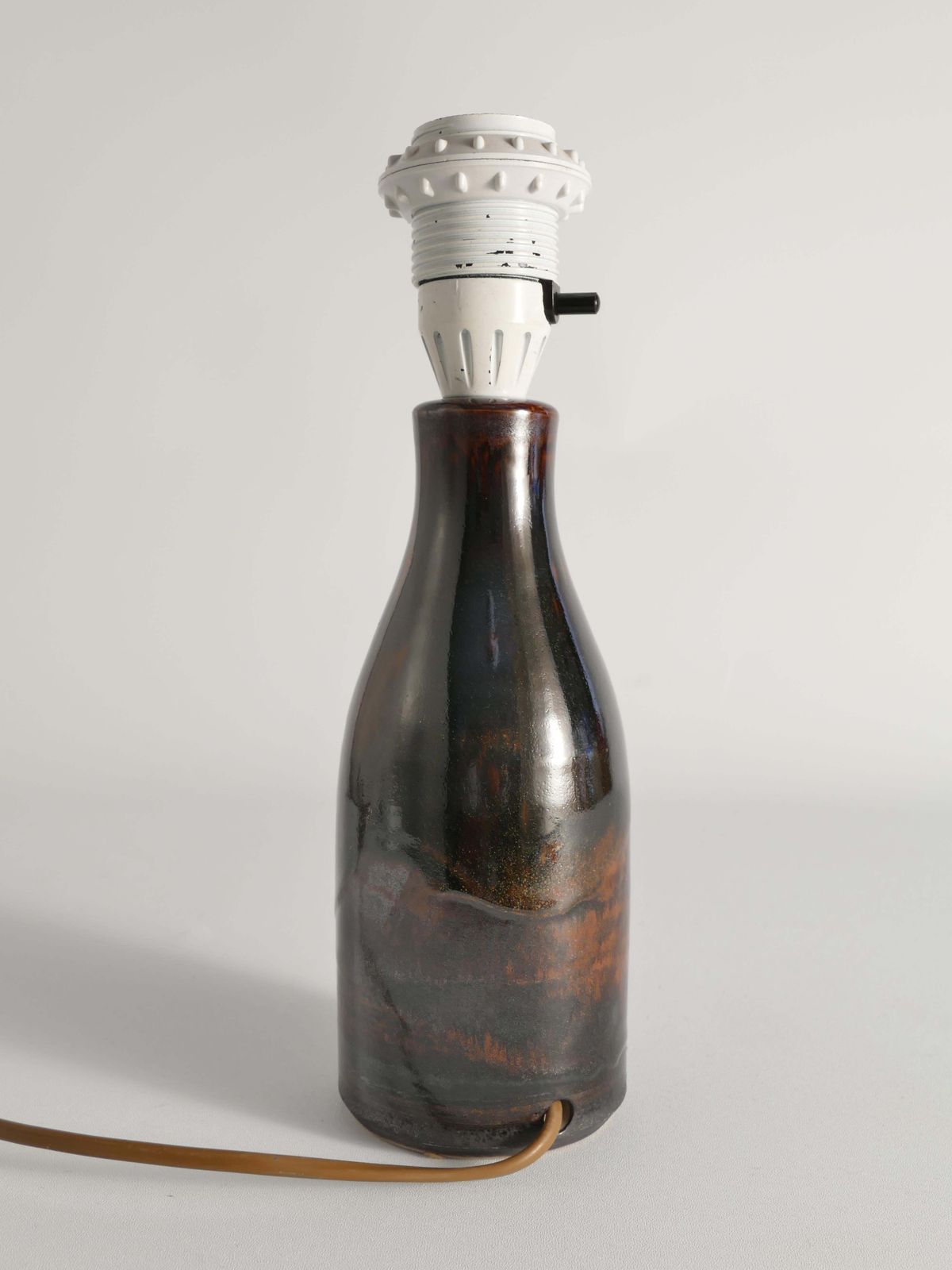 Brown Stoneware Table Lamp By Carl Harry Stålhane, Designhuset, Sweden 1960s photo Lighting