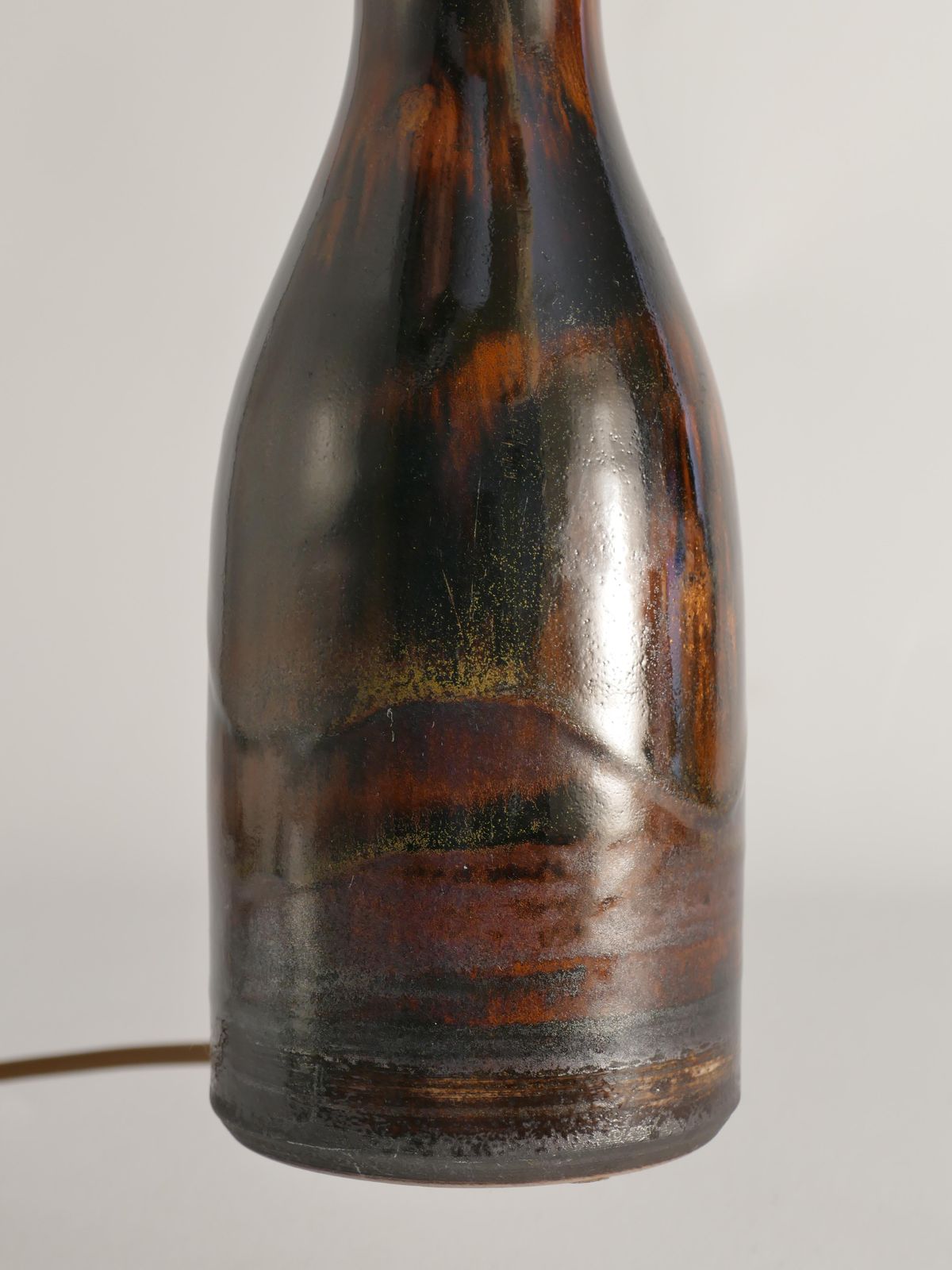 Brown Stoneware Table Lamp By Carl Harry Stålhane, Designhuset, Sweden 1960s photo 385.0