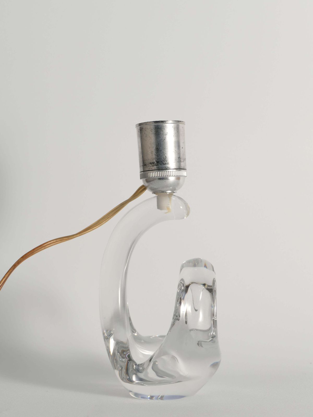Sculptural Clear Crystal Glass Table Lamp By Schneider, France, 1950s photo furniture