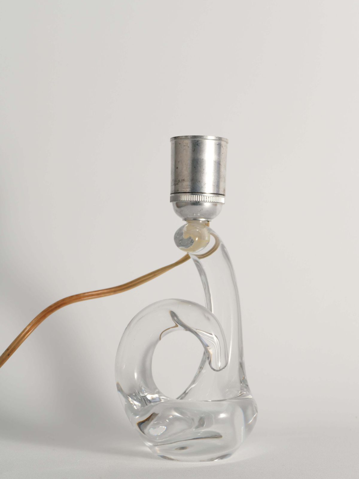 Sculptural Clear Crystal Glass Table Lamp By Schneider, France, 1950s photo Lighting