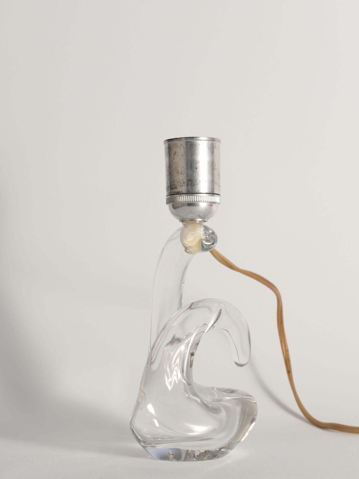 Sculptural Clear Crystal Glass Table Lamp By Schneider, France, 1950s photo vinterior