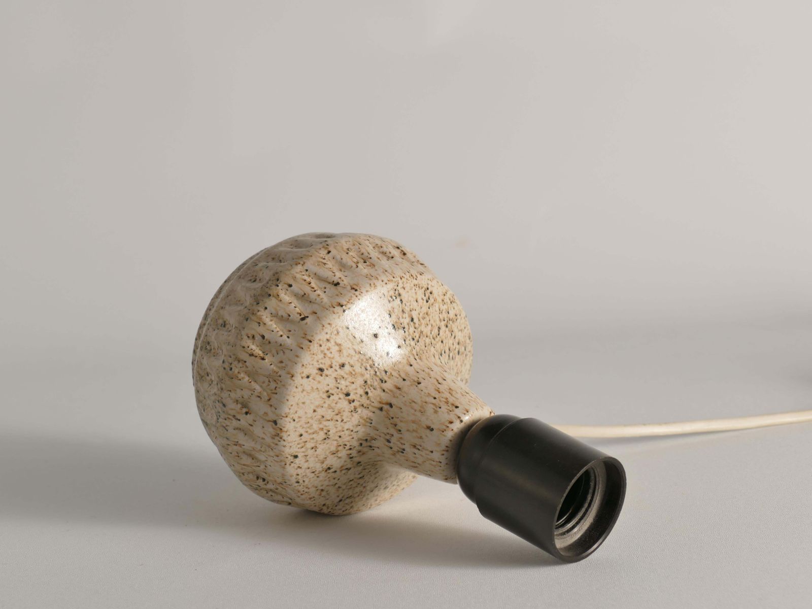 Lighting Mid Century Modern Brown Speckled Stoneware Table Lamp By Ego, Sweden 1960s photo