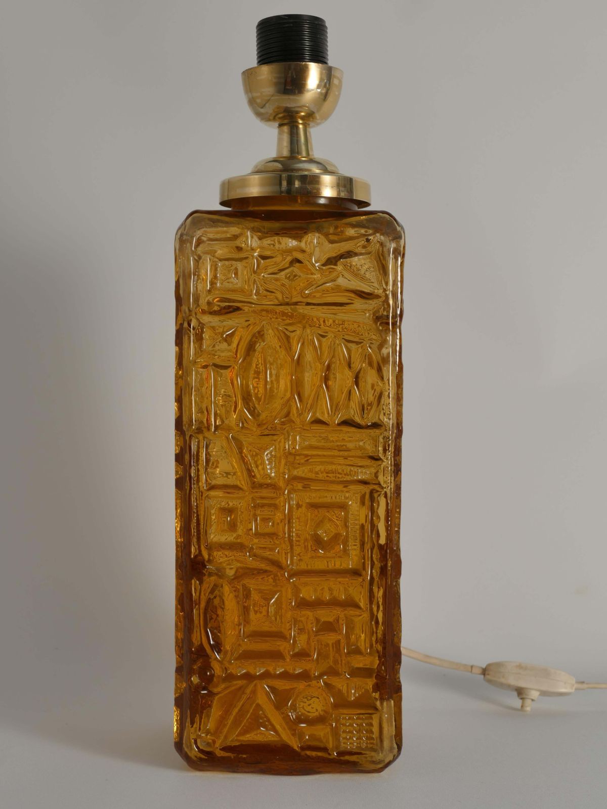 Large Amber Glass Table Lamp By Gustav Leek For Orrefors, 1960s photo furniture