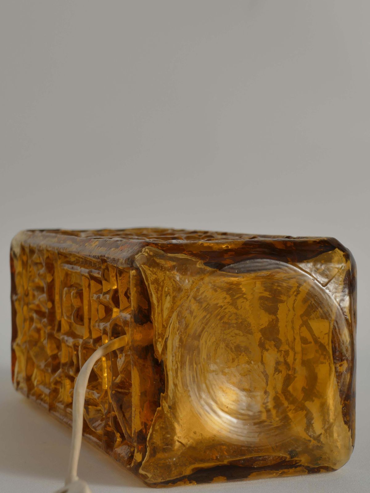 photo for sale Large Amber Glass Table Lamp By Gustav Leek For Orrefors, 1960s