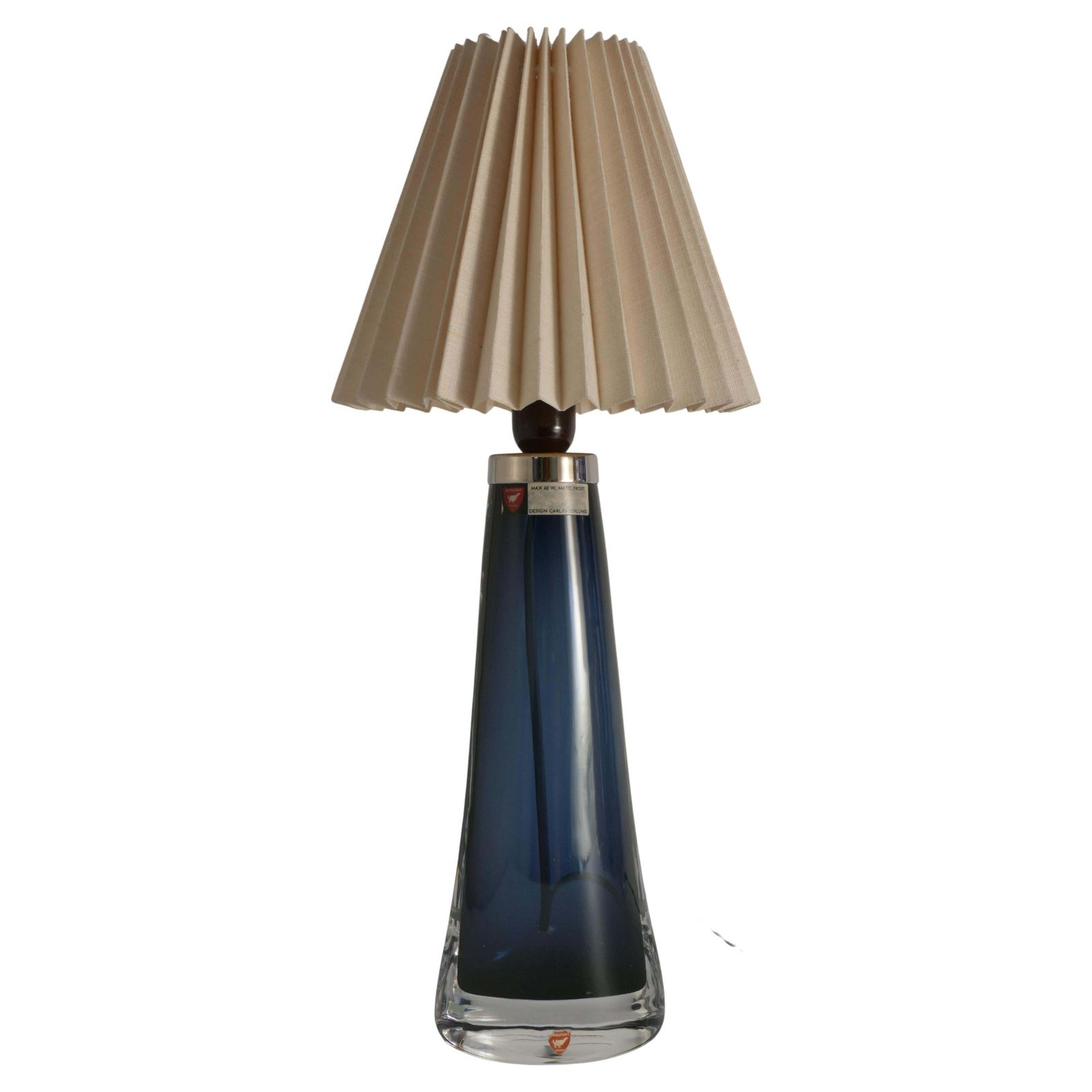 Blue Crystal Glass Table Lamp Model Rd 1566 By Carl Fagerlund, Orrefors, 1960s