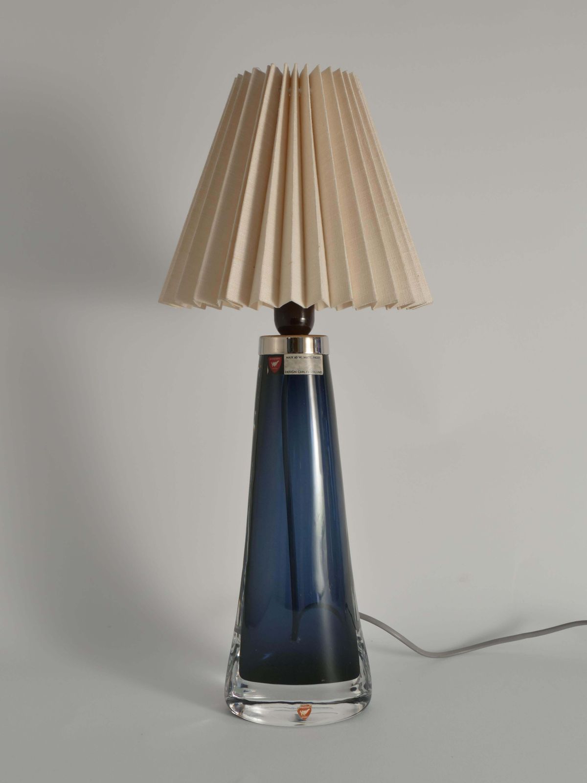 Blue Crystal Glass Table Lamp Model Rd 1566 By Carl Fagerlund, Orrefors, 1960s photo vintage