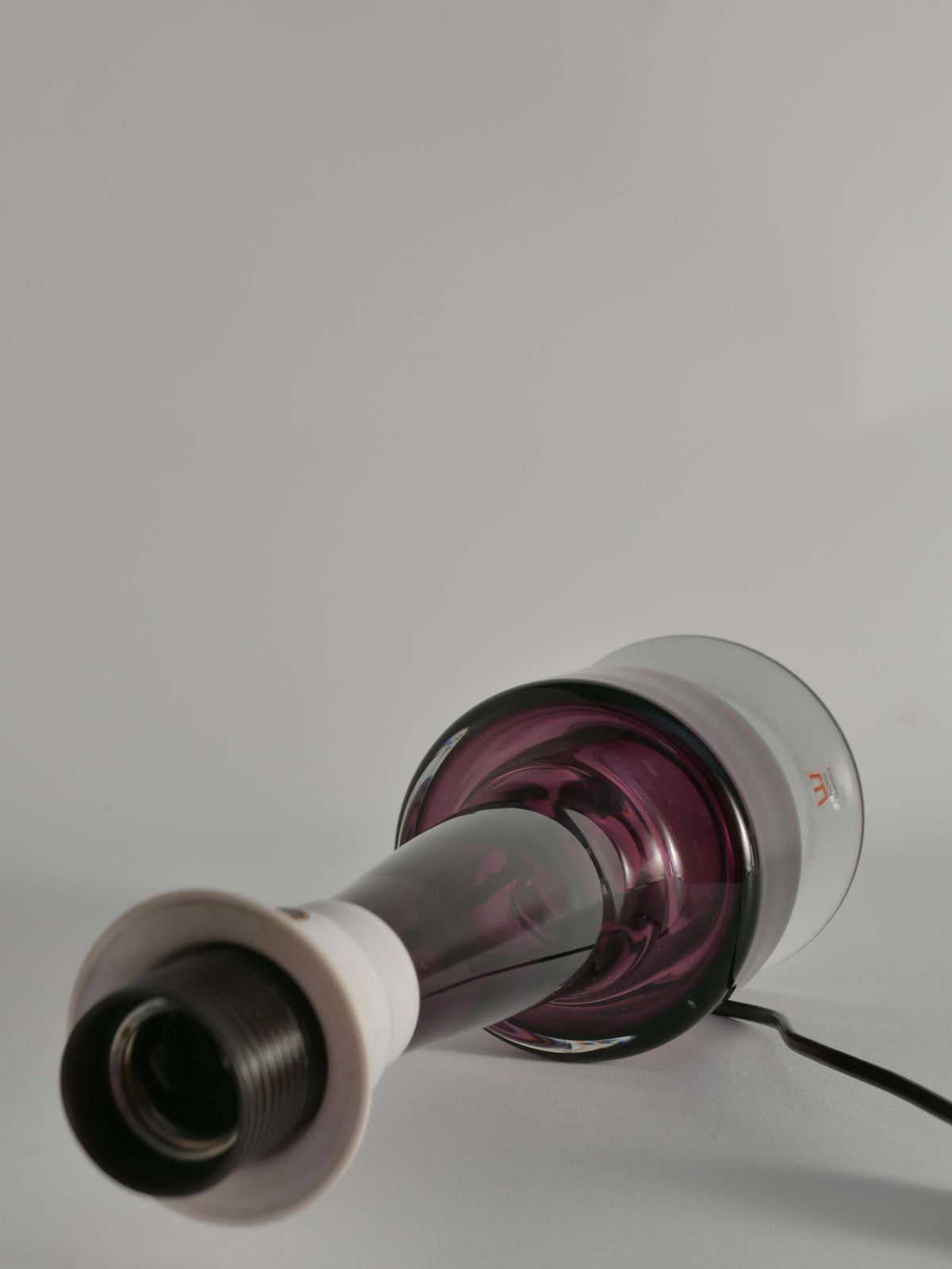 592.0 Mid Century Modern Purple Chrystal Glass Table Lamp By Kosta 1960s photo