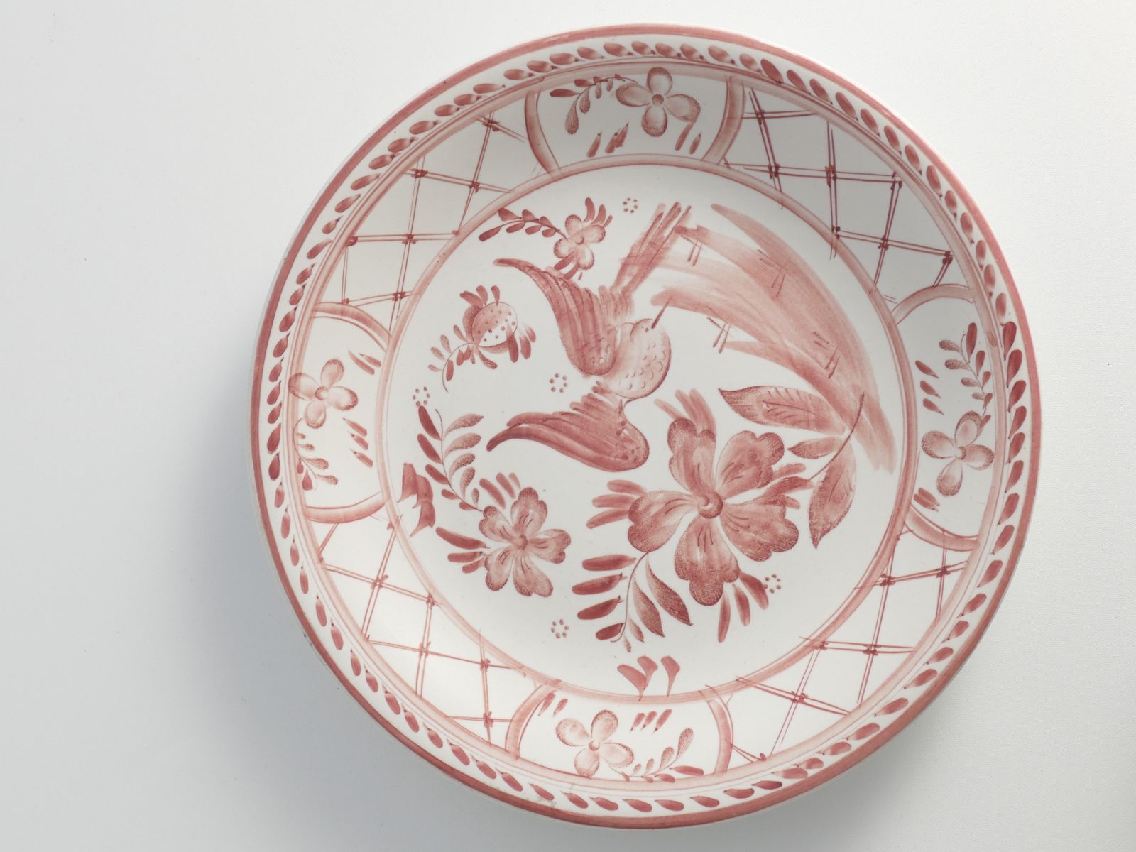 Folk Art Dish With Red Floral Motif By Ilse Claesson For Rörstrand, Sweden 1930 photo furniture