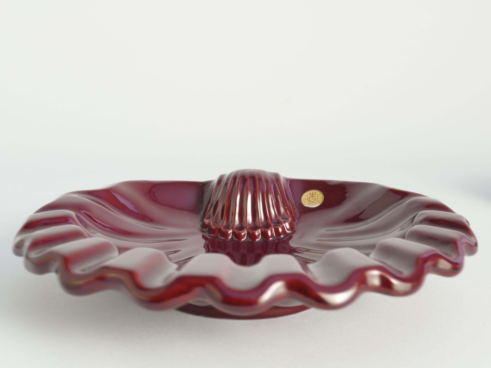 Art Deco Merlot Red Ceramic Vide Poche By Gabriel Keramik, Sweden 1960s photo furniture