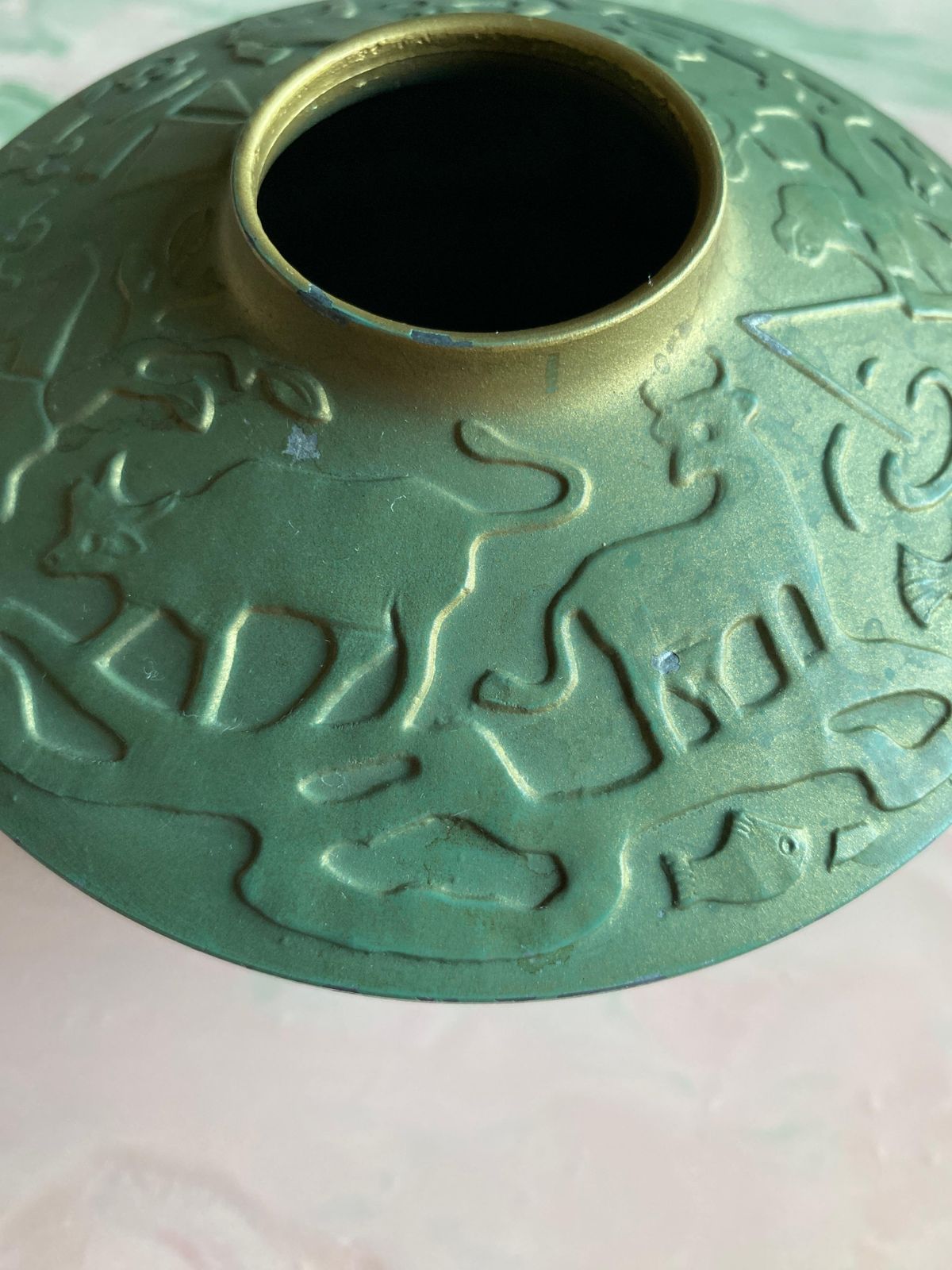 Art Deco Sage Green Metal Vase Attributed To Sonja Katzin, Stjärnmetall, 1940s photo buy