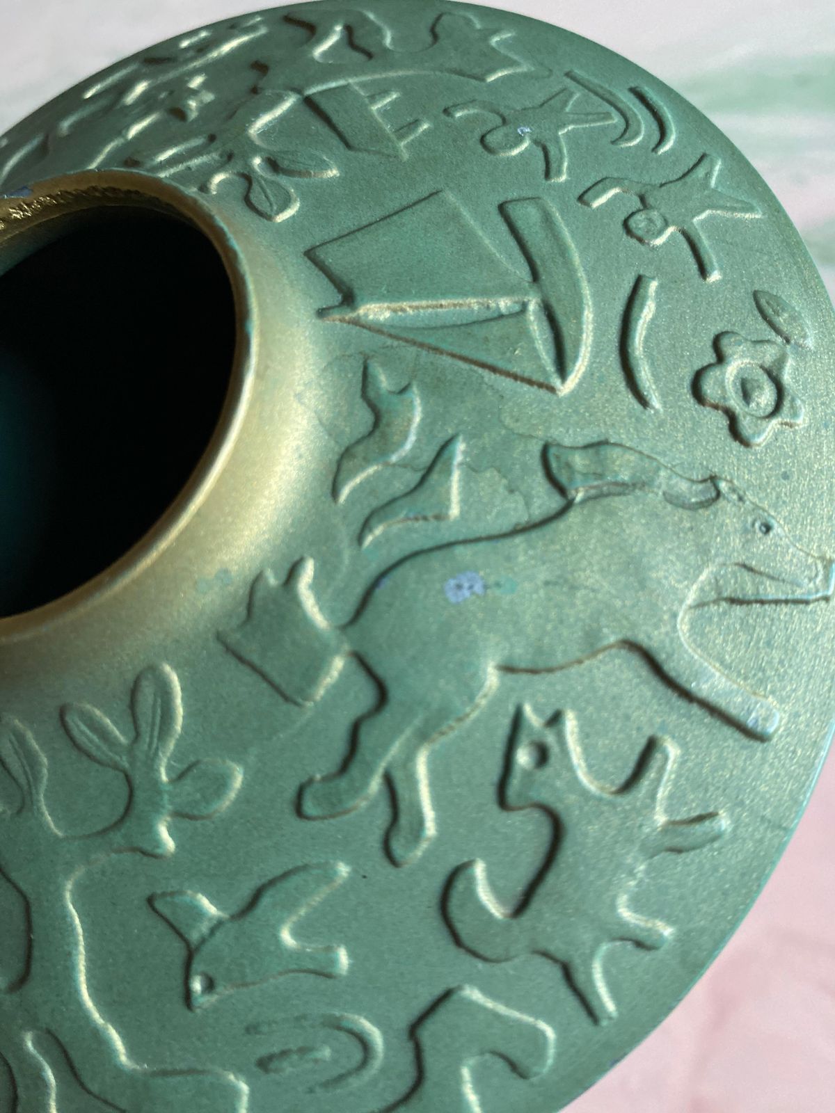 photo vinterior Art Deco Sage Green Metal Vase Attributed To Sonja Katzin, Stjärnmetall, 1940s